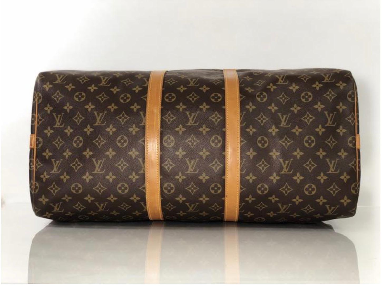 Louis Vuitton Monogram Keepall Bandoliere 55 Travel Handbag 2