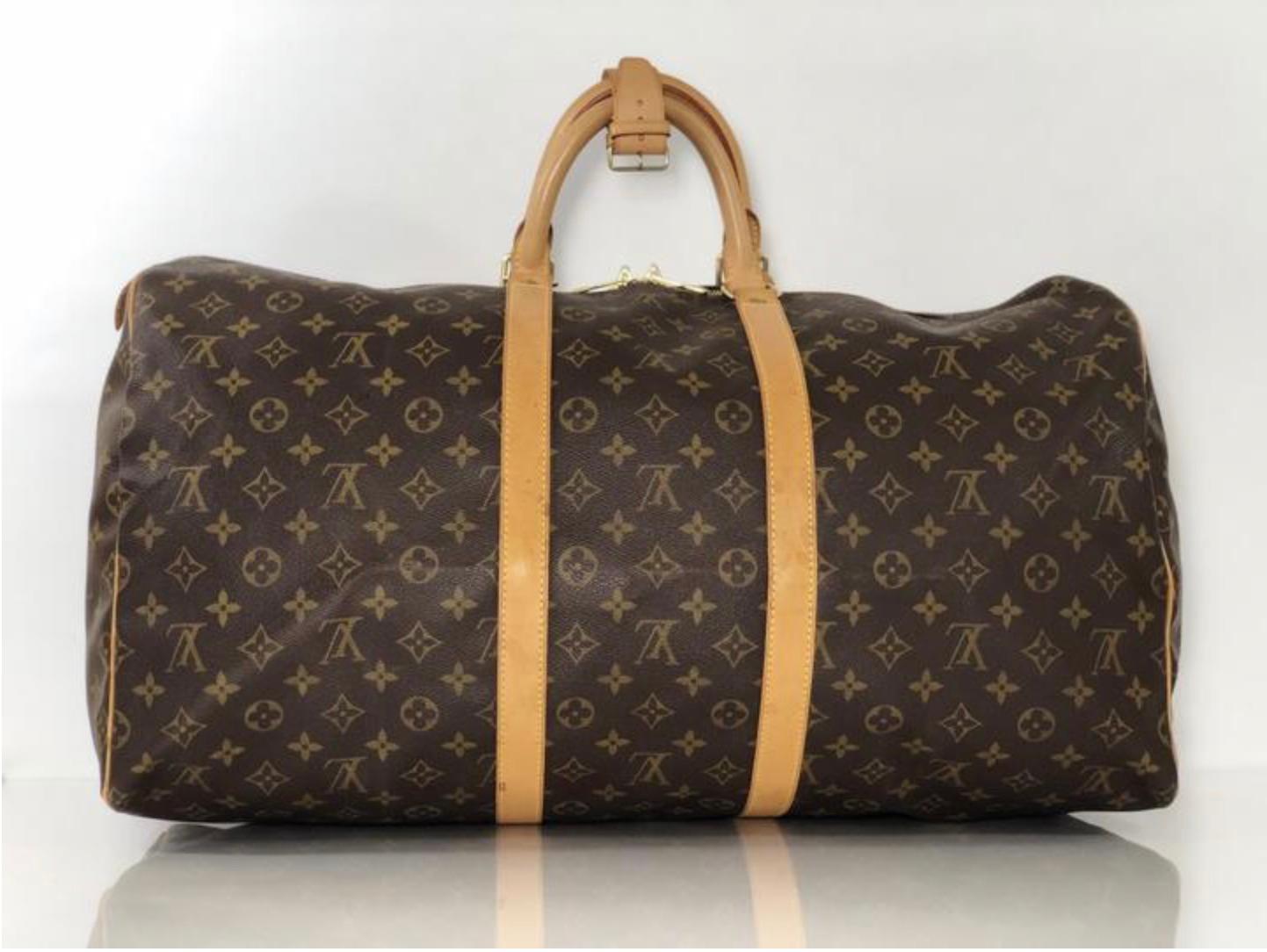 Black Louis Vuitton Monogram Keepall 55 Travel Handbag For Sale