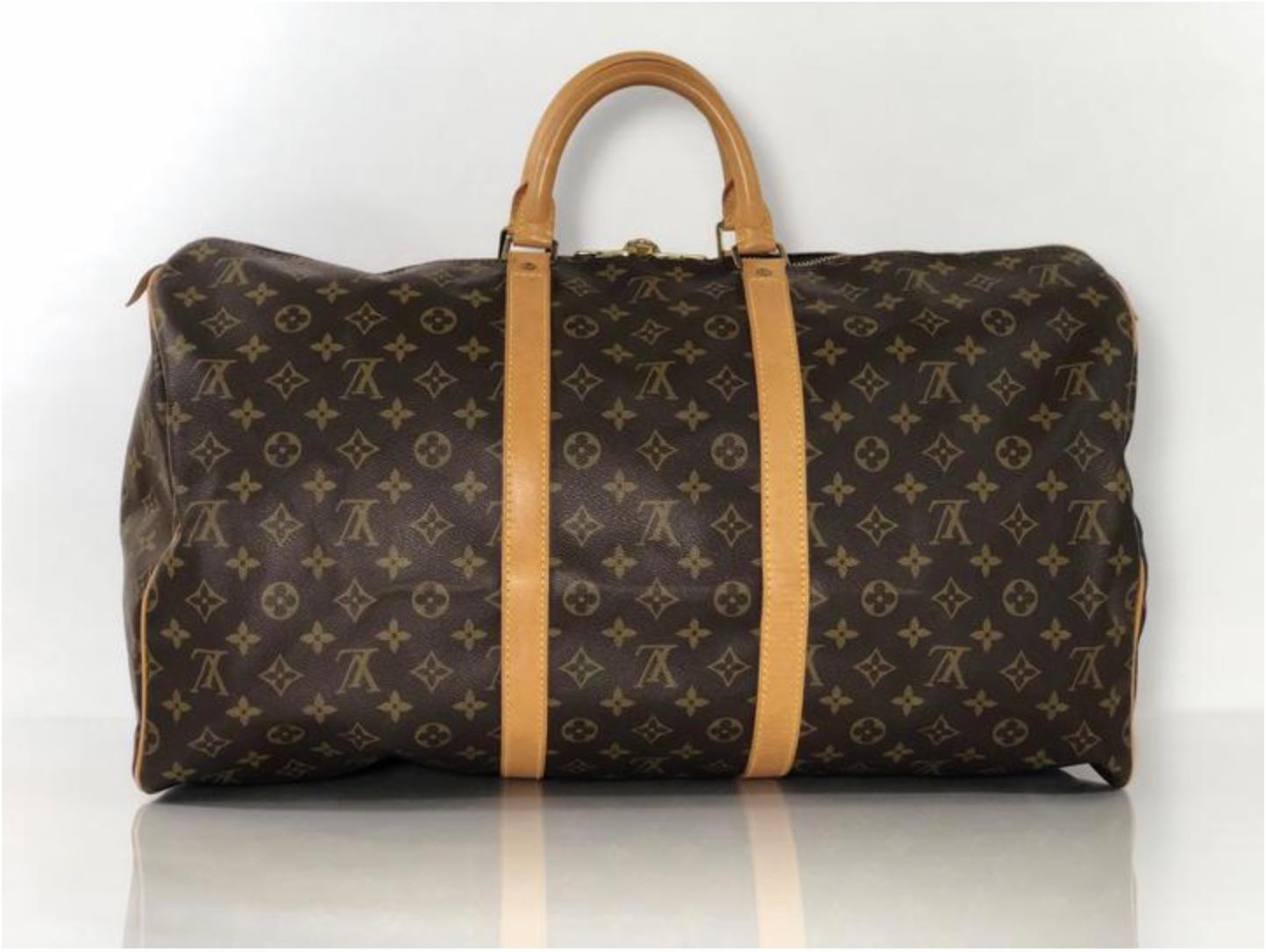 Black Louis Vuitton Monogram Keepall 55 Travel Handbag For Sale