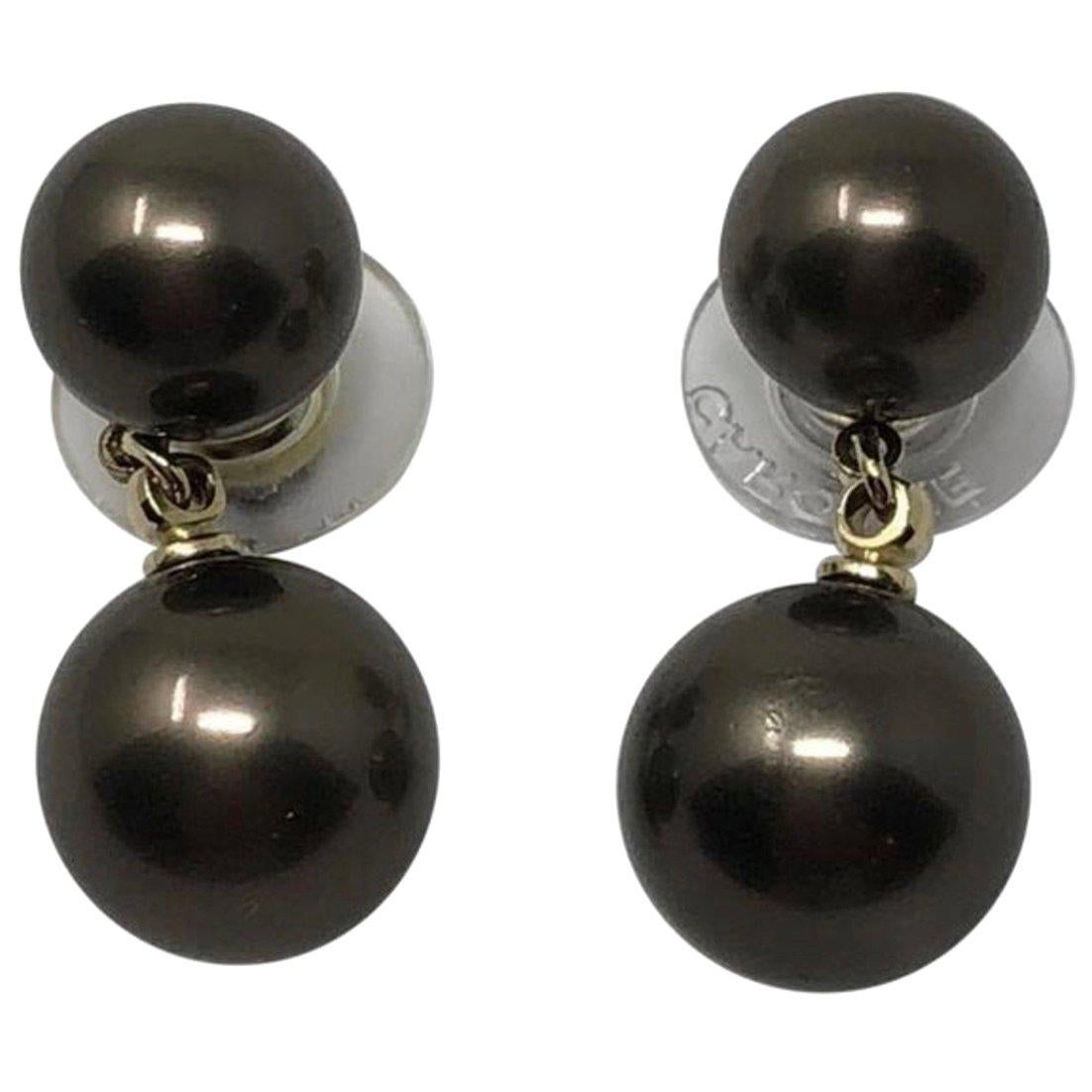Carolee Round Black Double Faux Pearl Drop Earrings For Sale