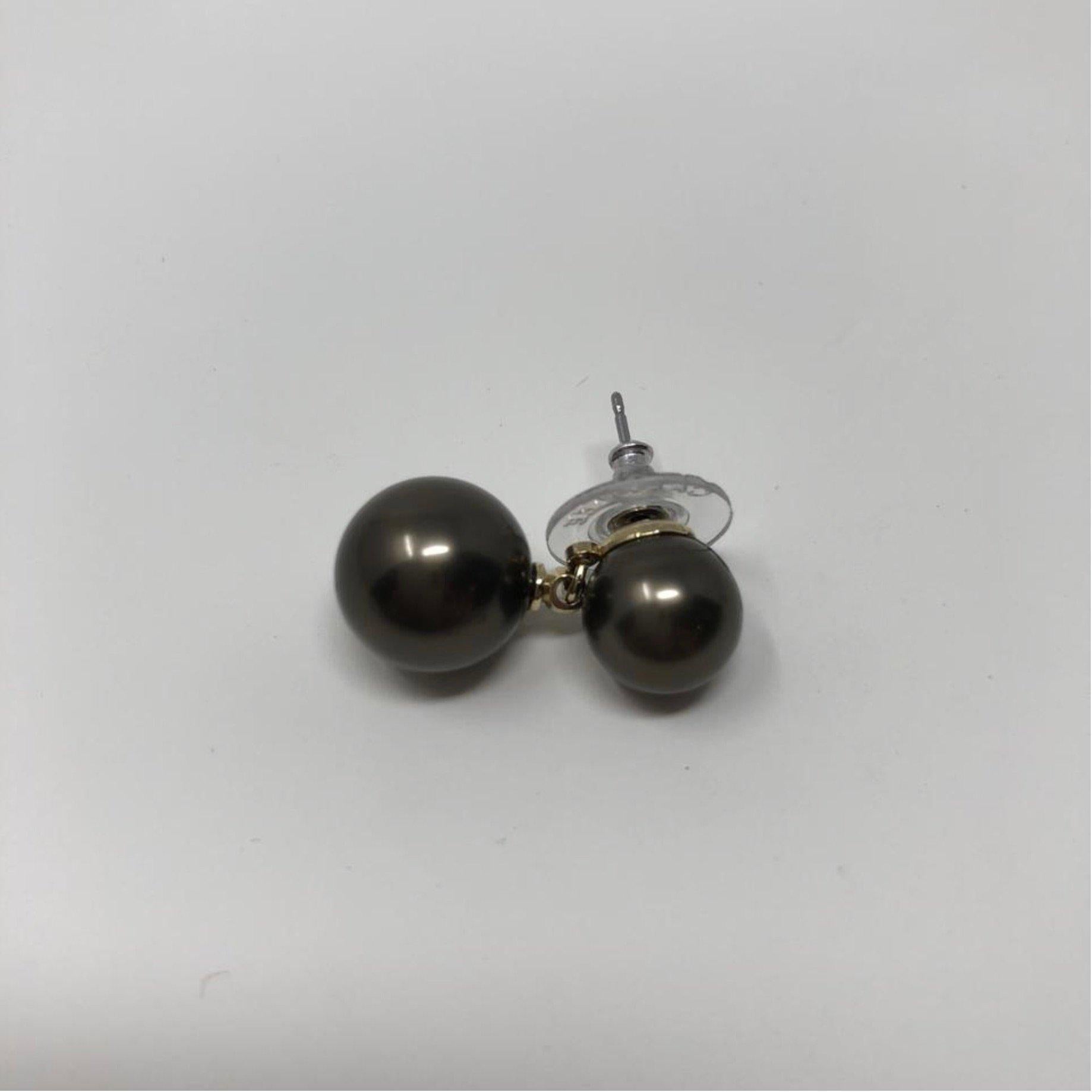 Carolee Round Black Double Faux Pearl Drop Earrings For Sale 1