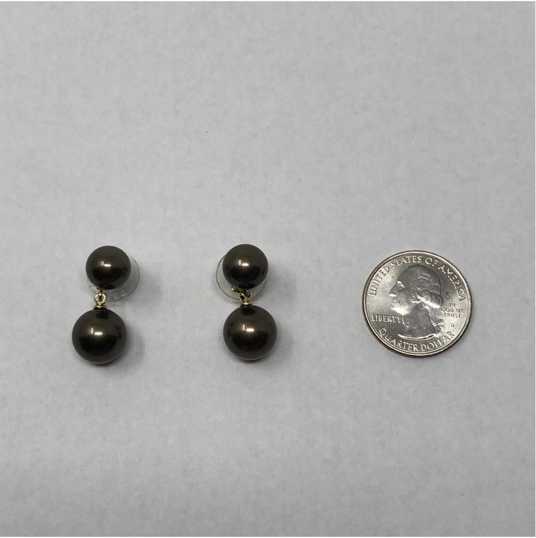 Carolee Round Black Double Faux Pearl Drop Earrings For Sale 2