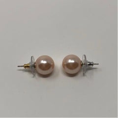 Carolee Round Faux Pink Pearl Stud Earrings