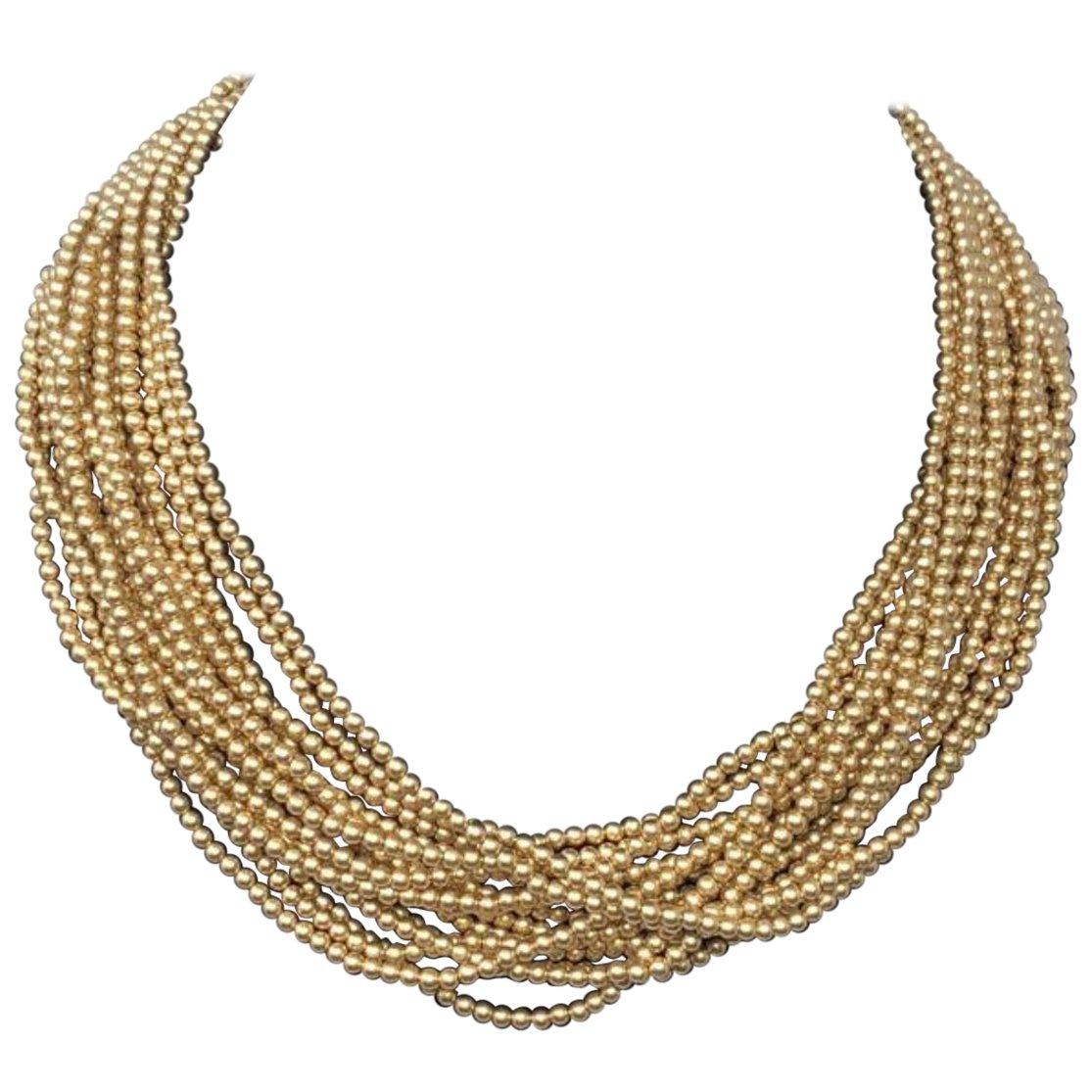 Carolee Multistrand Mini Round Gold Choker Necklace  For Sale