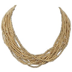 Carolee Multistrand Mini Round Gold Choker Necklace 