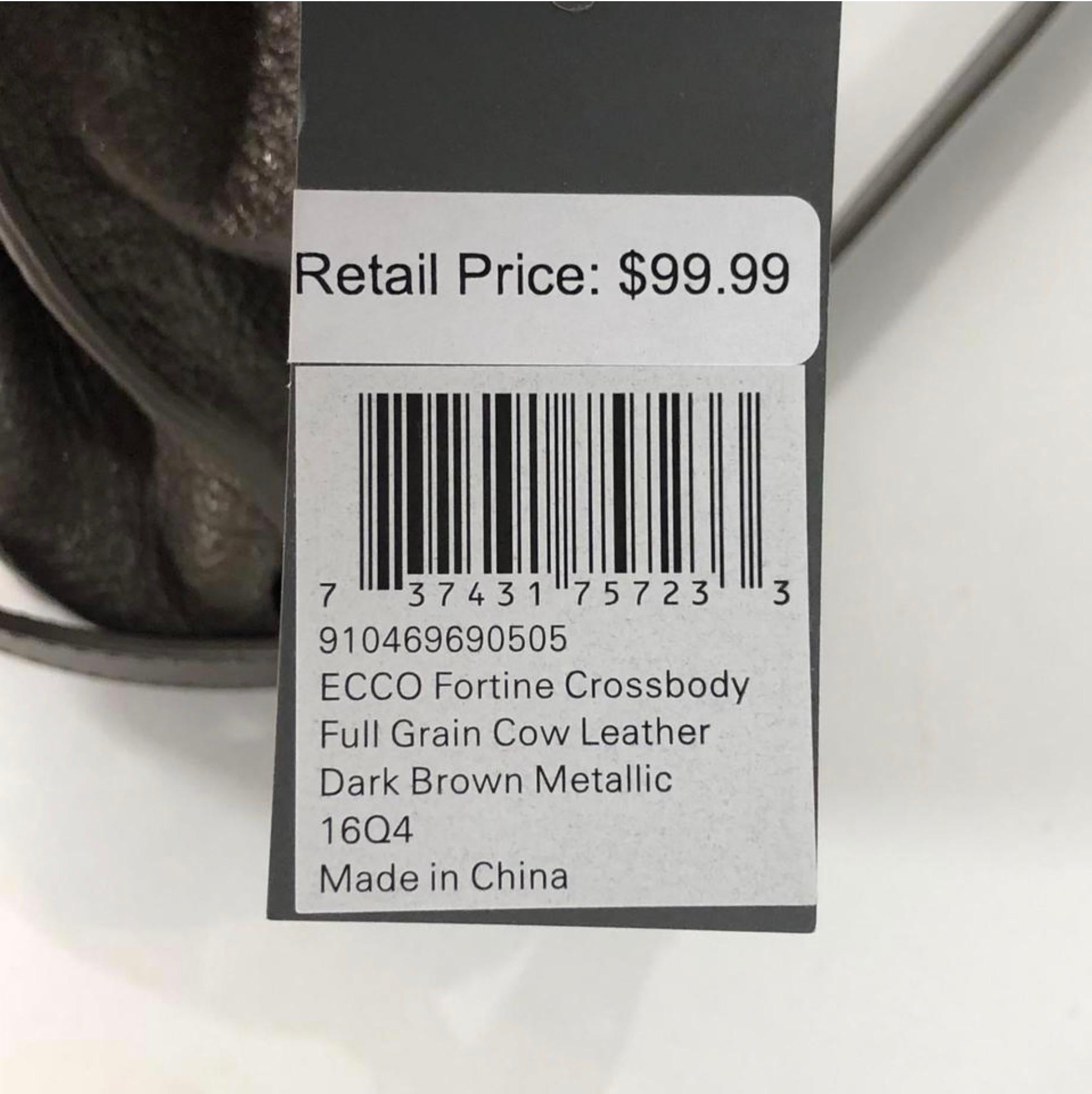  Ecco Fortine Crossbody Handbag in Dark Brown For Sale 3