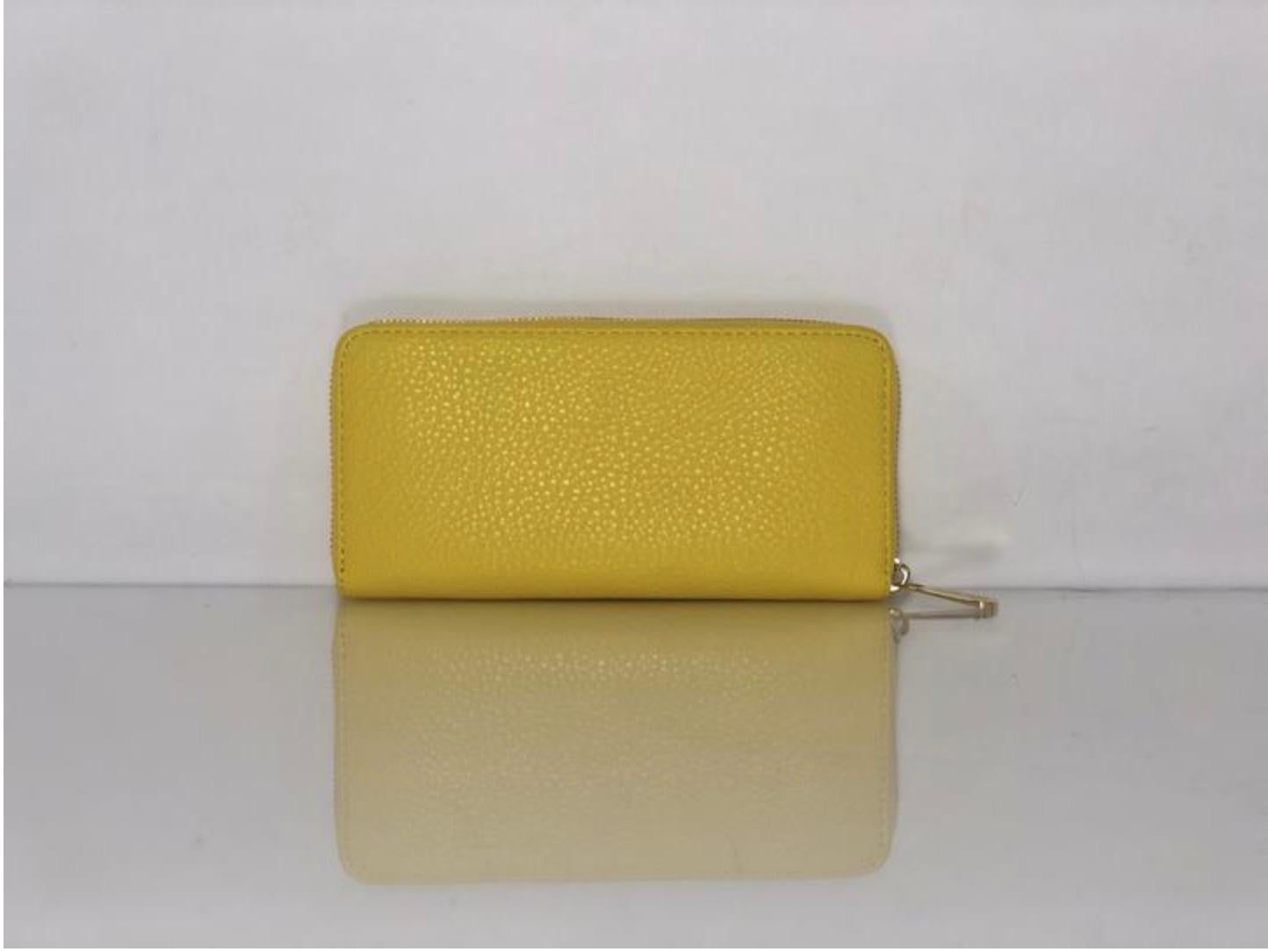 Women's or Men's Michael Kors Leather Long Zipper Wallet in Yellow For Sale