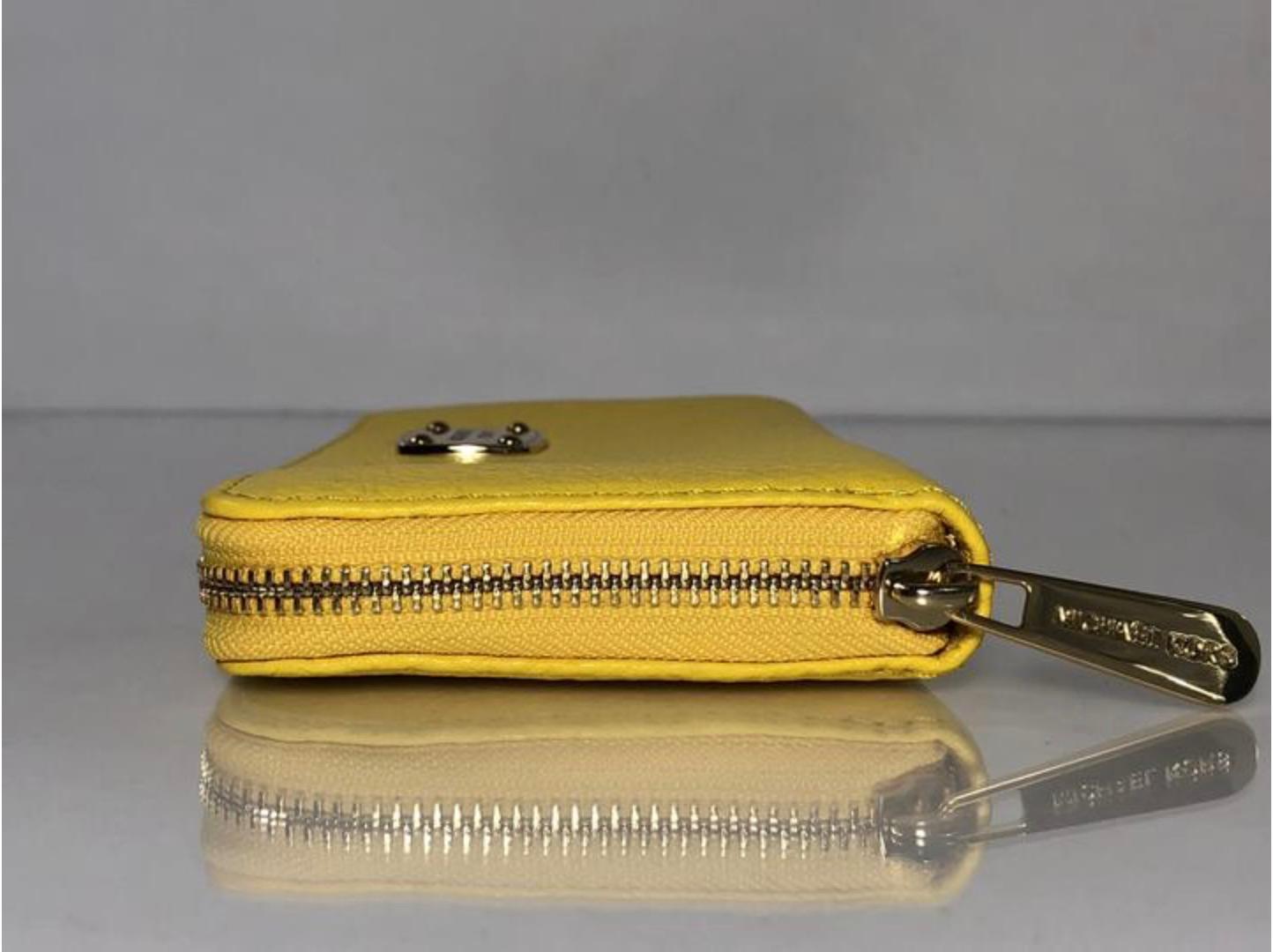 Michael Kors Leather Long Zipper Wallet in Yellow For Sale 2