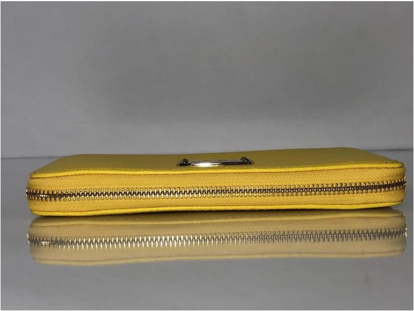 Michael Kors Leather Long Zipper Wallet in Yellow For Sale 3