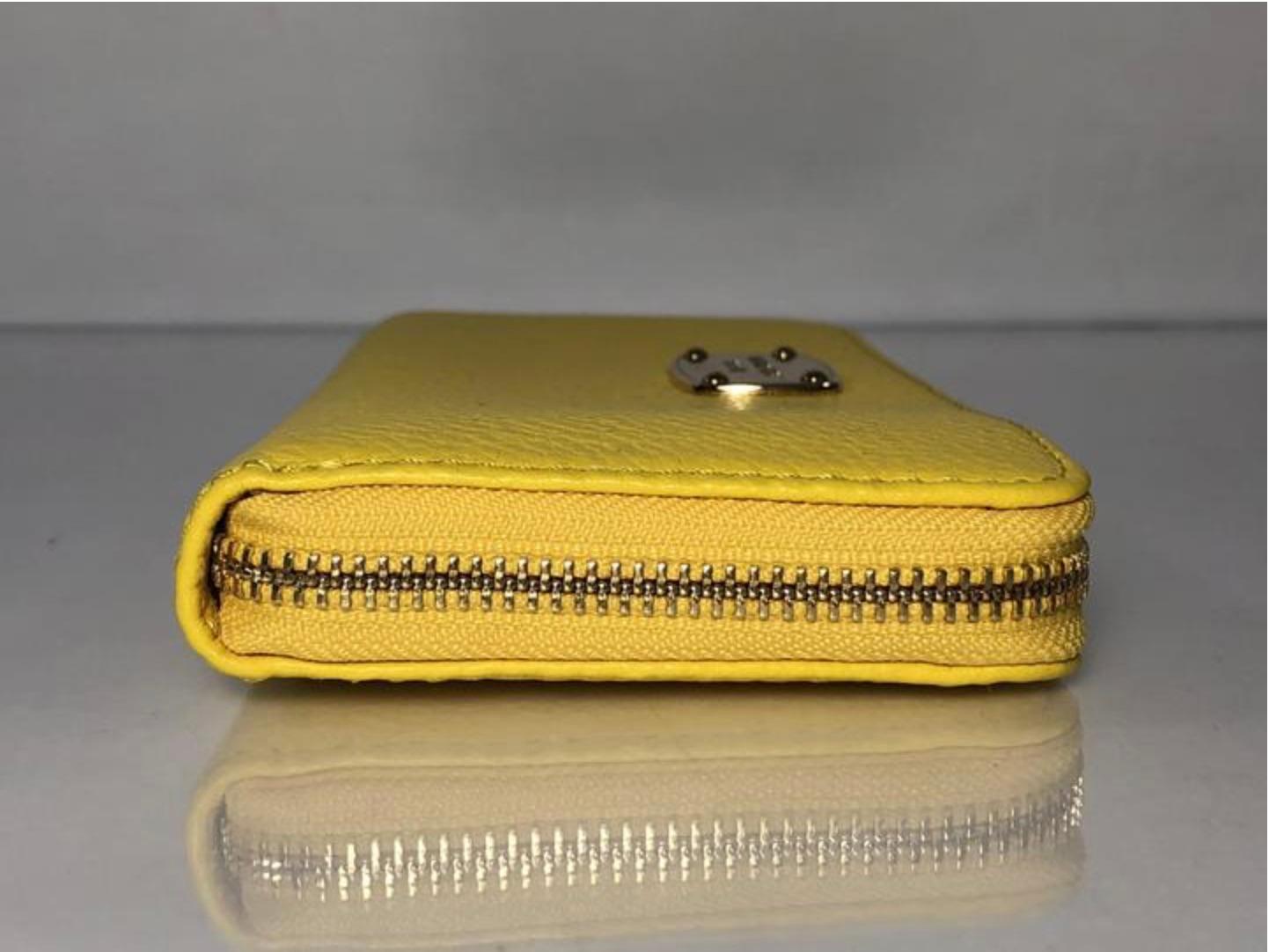 Michael Kors Leather Long Zipper Wallet in Yellow For Sale 4