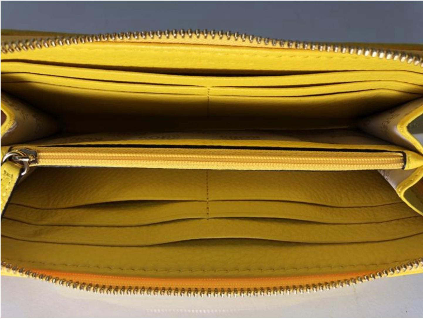 Michael Kors Leather Long Zipper Wallet in Yellow For Sale 5