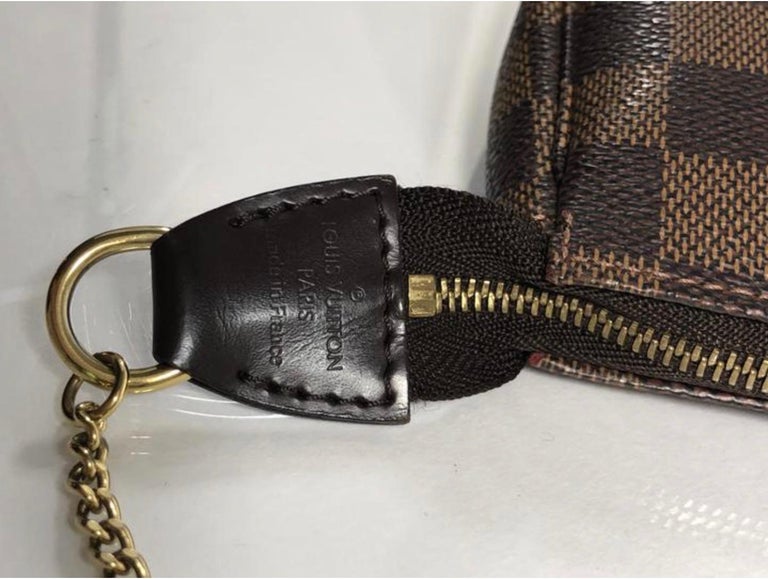 Louis Vuitton Damier Ebene Pochette Accessories Mini Wristlet For Sale ...