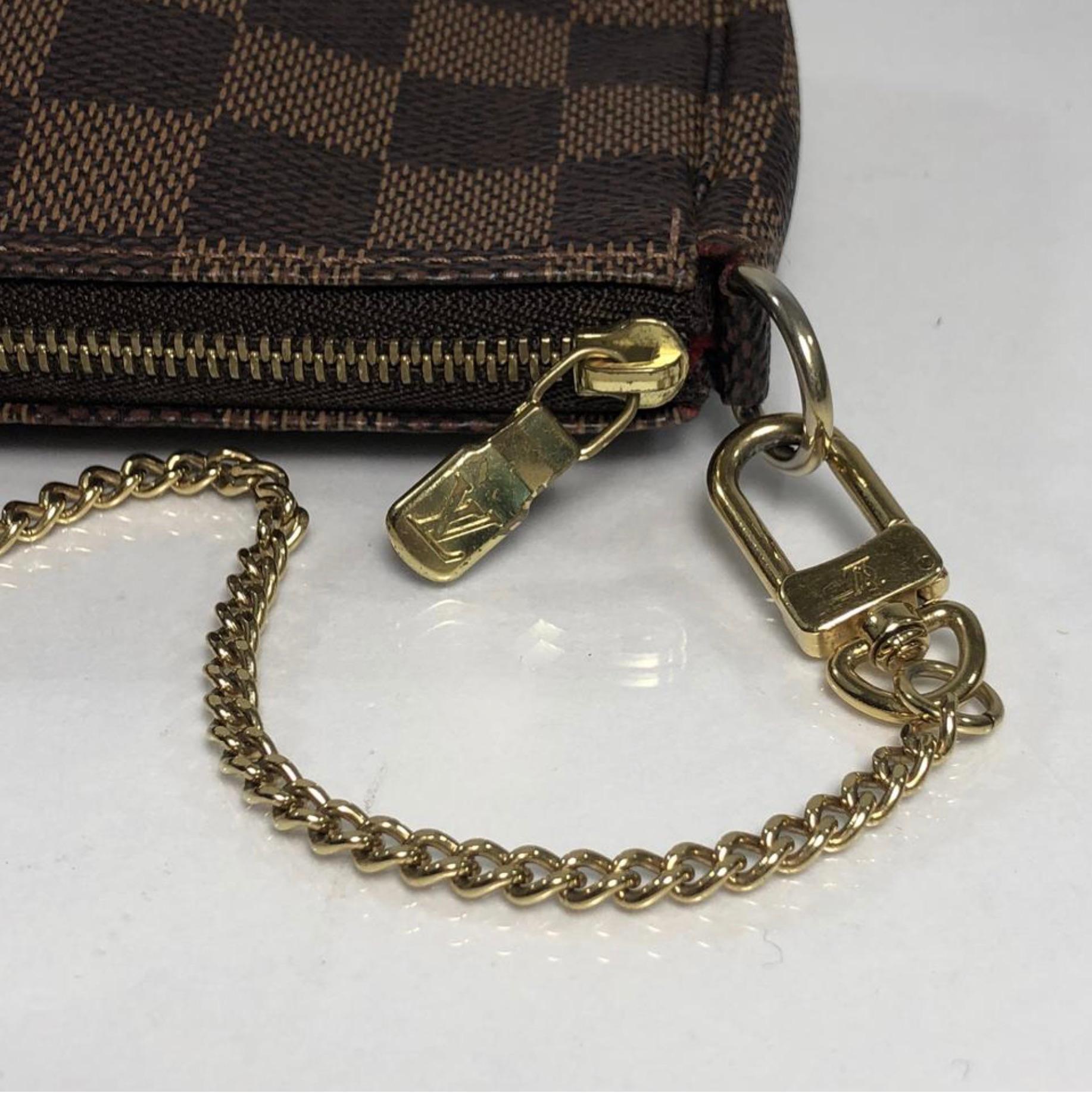 Louis Vuitton Damier Ebene Pochette Accessories Mini Wristlet For Sale 2