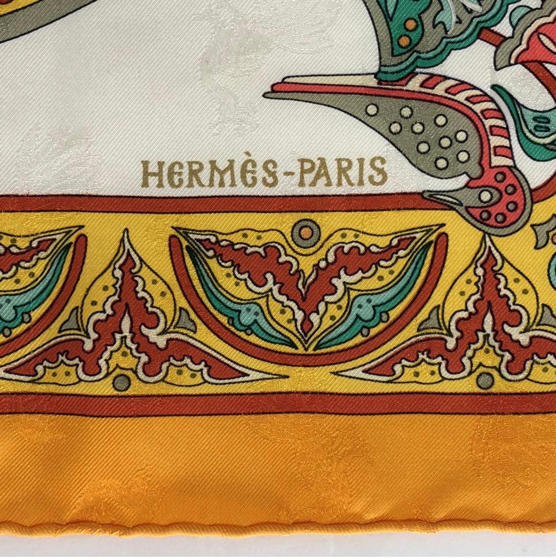 Hermes Ciels Byzantins Orange Silk Scarf  For Sale 7