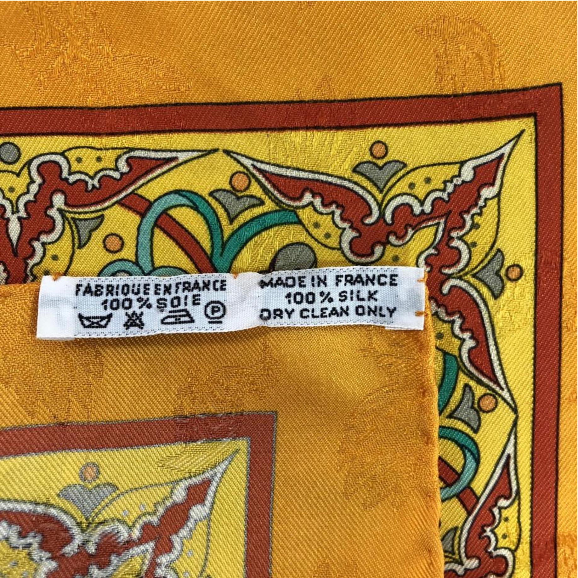 Hermes Ciels Byzantins Orange Silk Scarf For Sale 8
