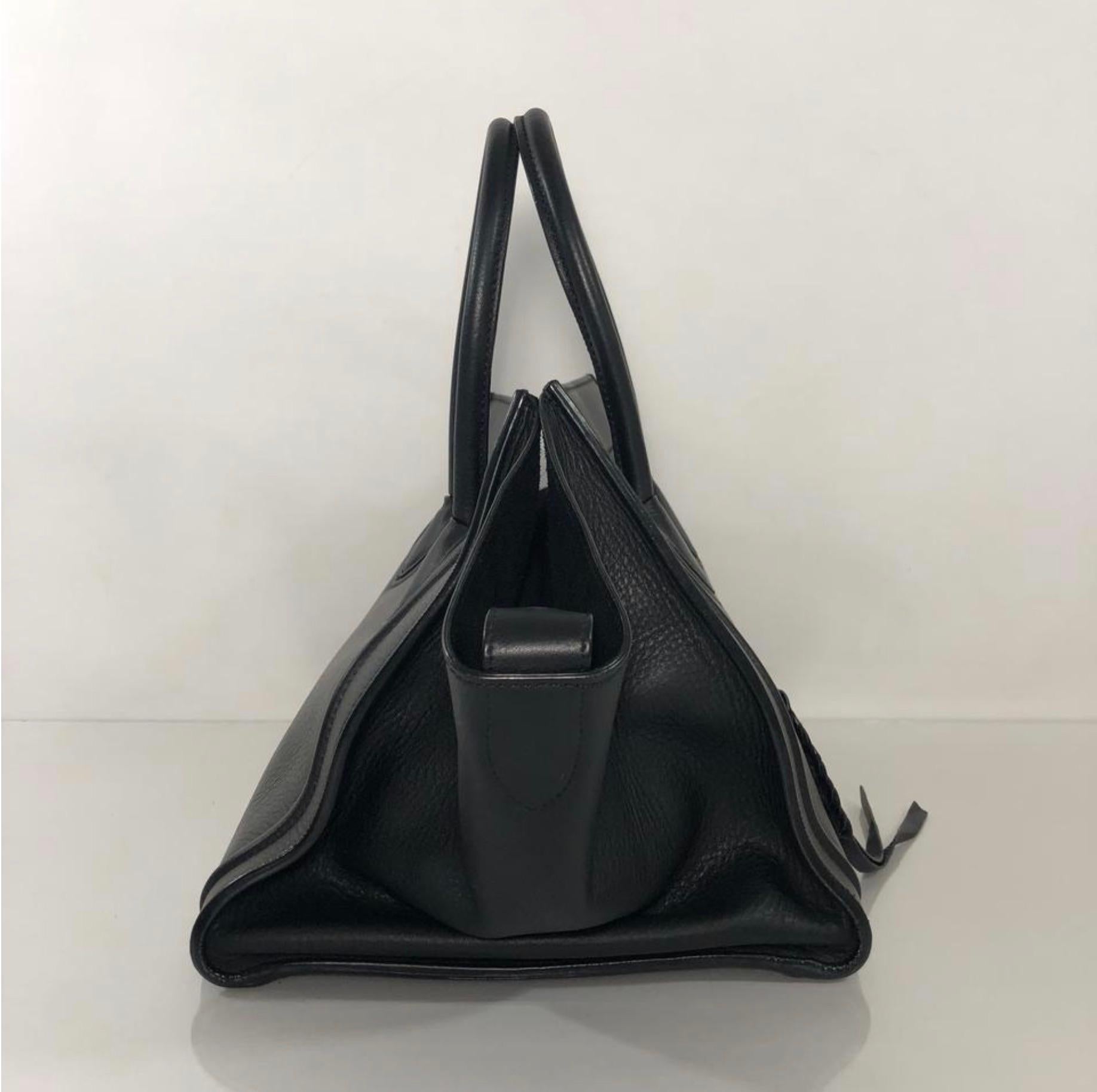 Women's or Men's Celine Leather Phantom Medium Black Satchel Tote Handbag