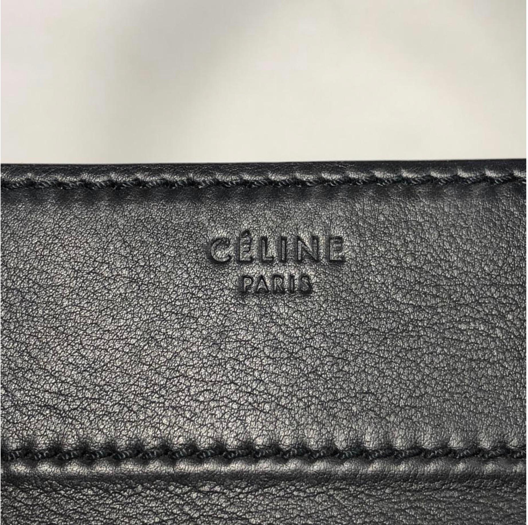 Celine Leather Phantom Medium Black Satchel Tote Handbag 3