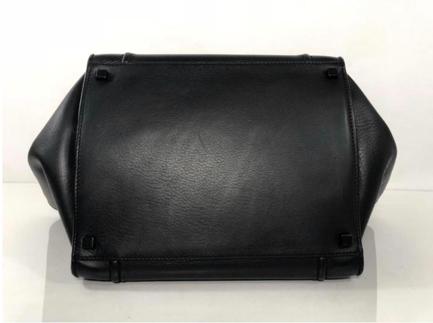 Celine Leather Phantom Medium Black Satchel Tote Handbag 4
