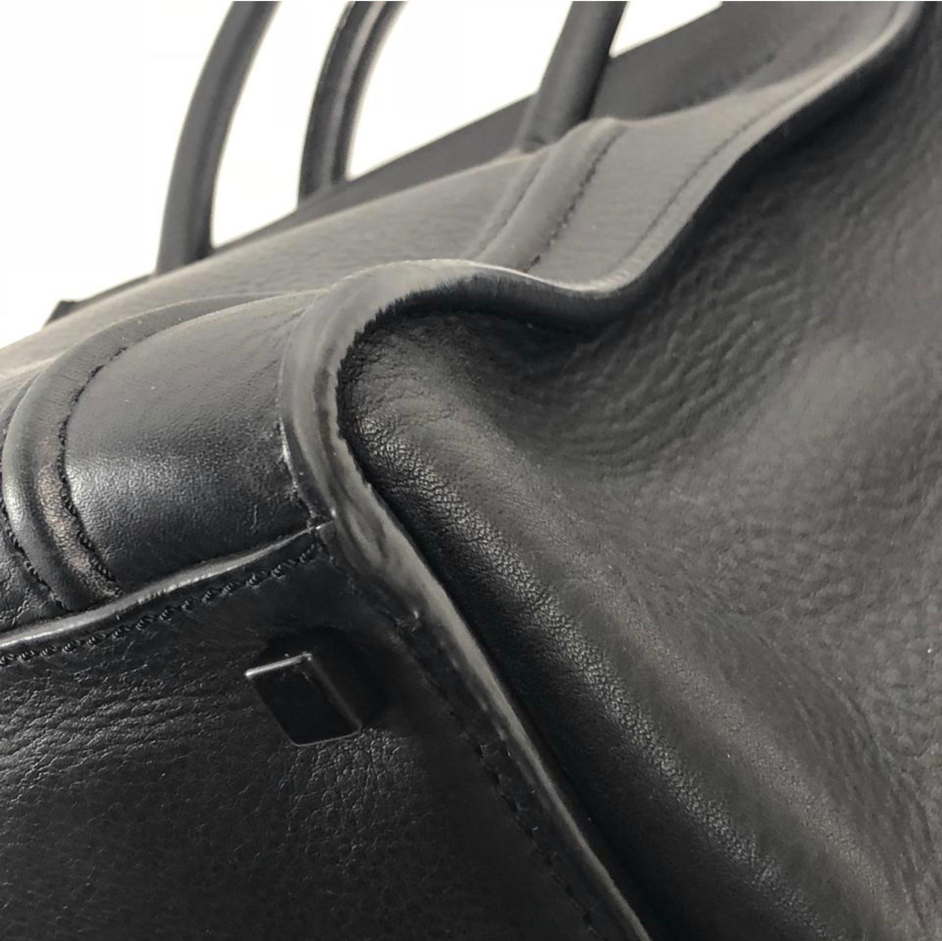 Celine Leather Phantom Medium Black Satchel Tote Handbag 5