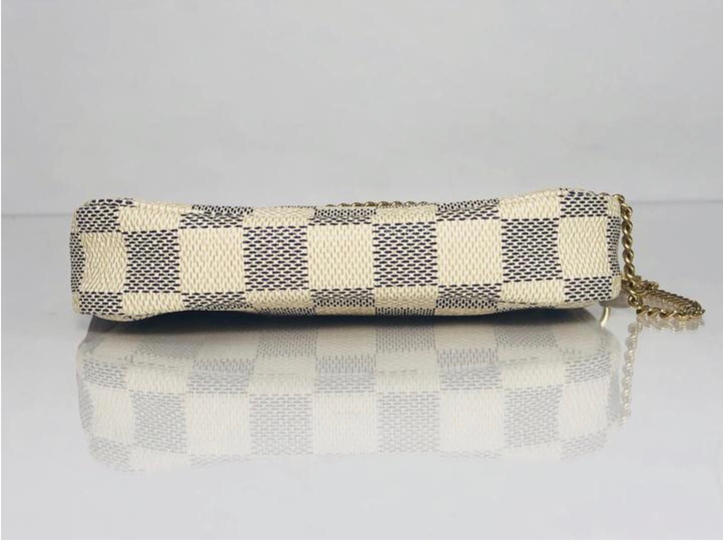 Louis Vuitton Damier Azur Pochette Accessories Mini Wristlet Handbag For Sale 1