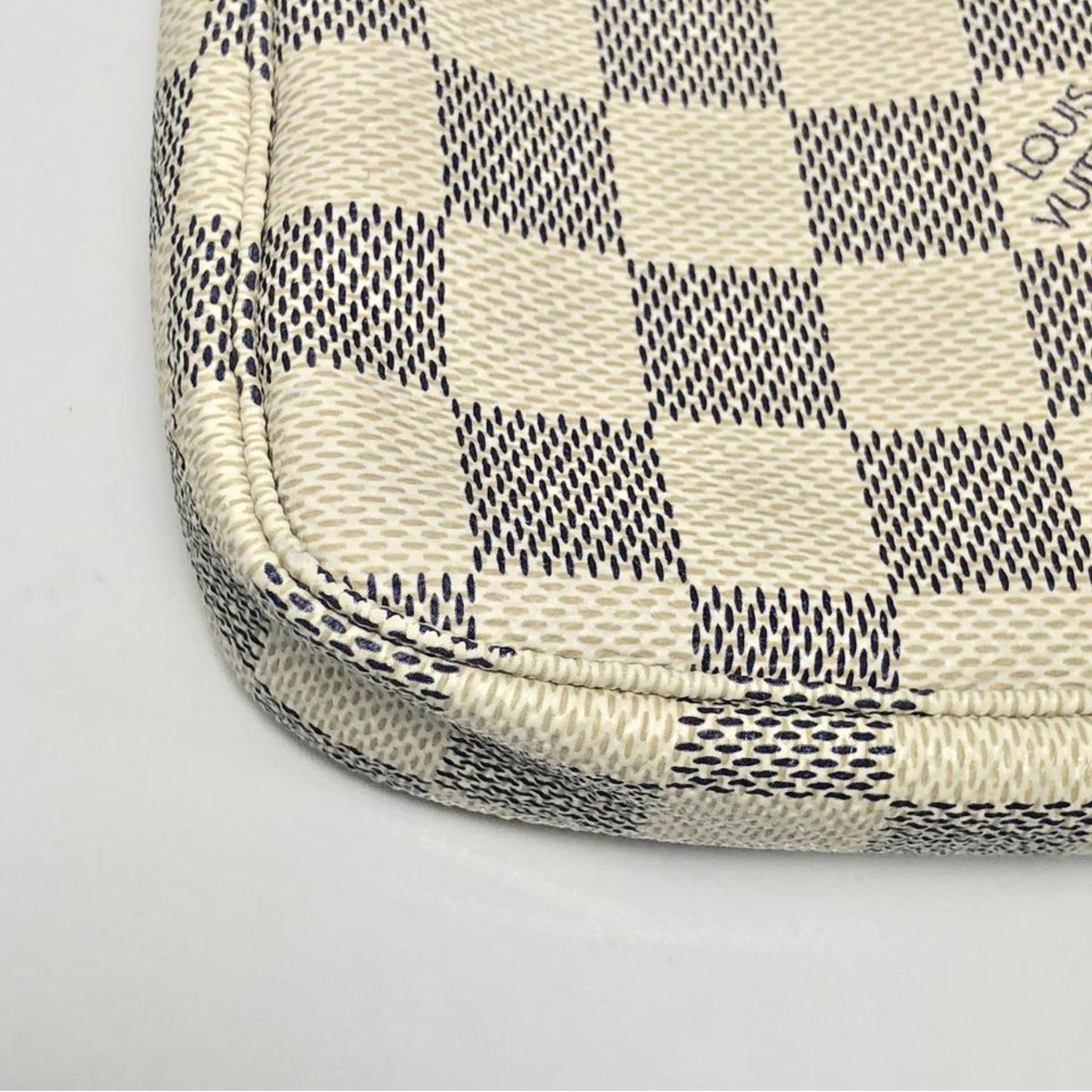 Louis Vuitton Damier Azur Pochette Accessories Mini Wristlet Handbag For Sale 3