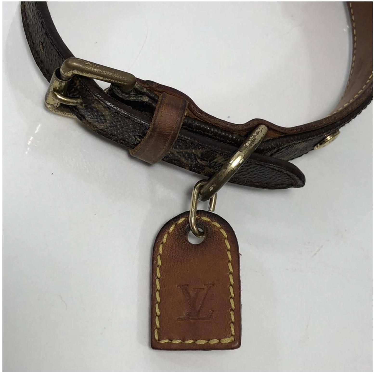 Louis Vuitton Monogram Leash Baxter GM and Collier Baxter GM Dog Collar In Good Condition In Saint Charles, IL