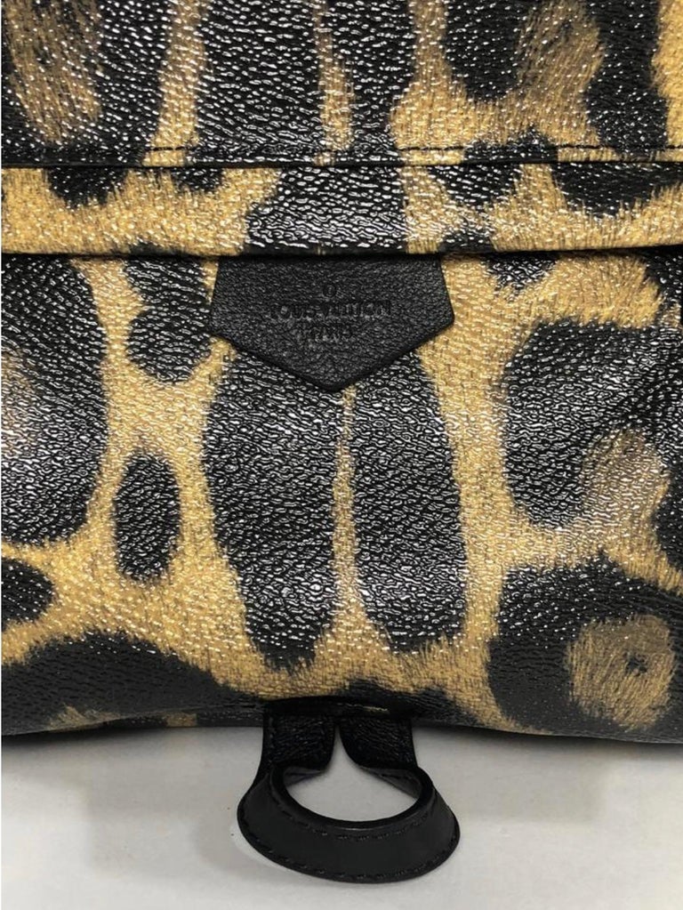 Louis Vuitton Brown Leopard Print Palm Springs PM Black Leather