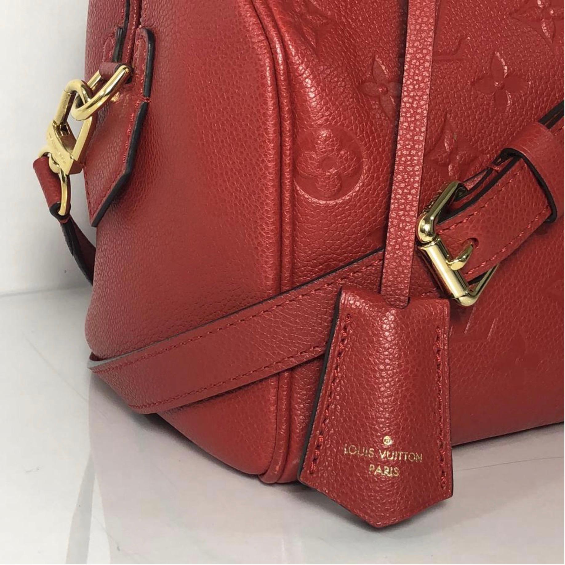 Brown Louis Vuitton Empreinte Speedy 25 in Red Satchel Handbag For Sale