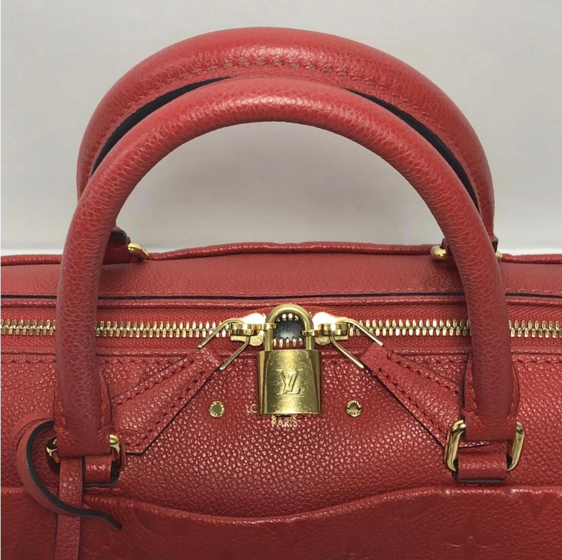 Louis Vuitton Empreinte Speedy 25 in Red Satchel Handbag In Excellent Condition For Sale In Saint Charles, IL