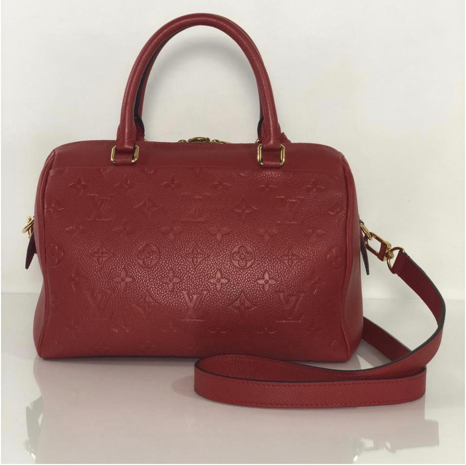 Louis Vuitton Empreinte Speedy 25 in Red Satchel Handbag For Sale 1
