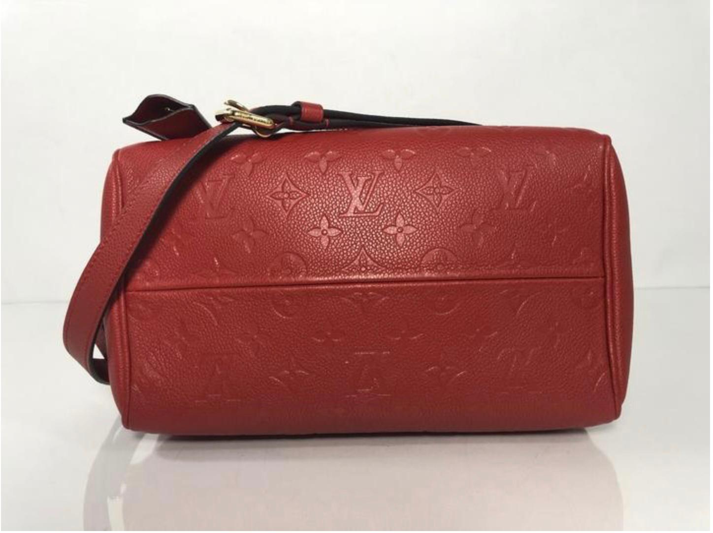 Louis Vuitton Empreinte Speedy 25 in Red Satchel Handbag For Sale 2