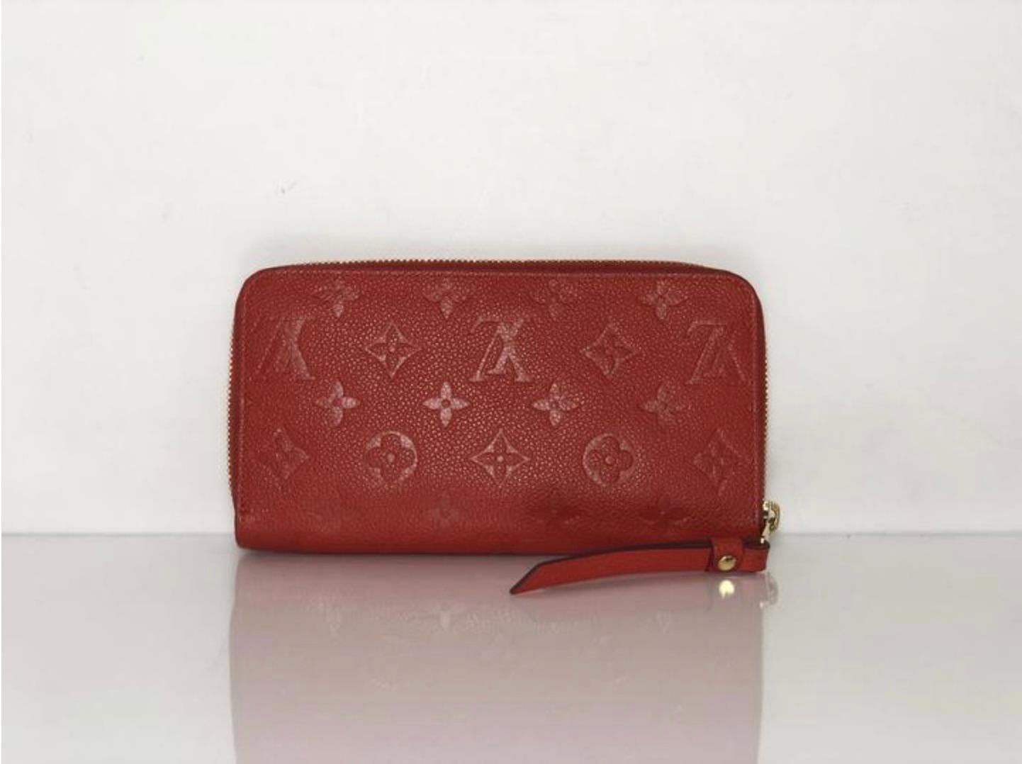 Brown Louis Vuitton Empreinte Sarah Wallet in Red For Sale