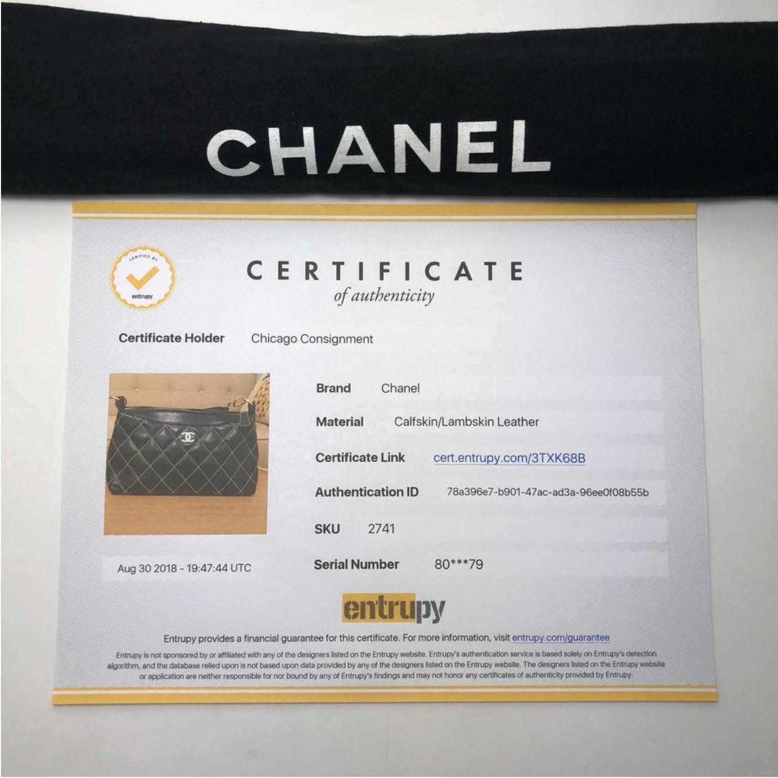 MODEL - Chanel Lambskin Leather Wild Stitch Large Shoulder with Gold Hardware in Black

CONDITION - Exceptional!  No watermarks, no handle darkening, no dryness.  Bright and shiny hardware with no tarnishing.  No rips, holes, tears, stains or odors.