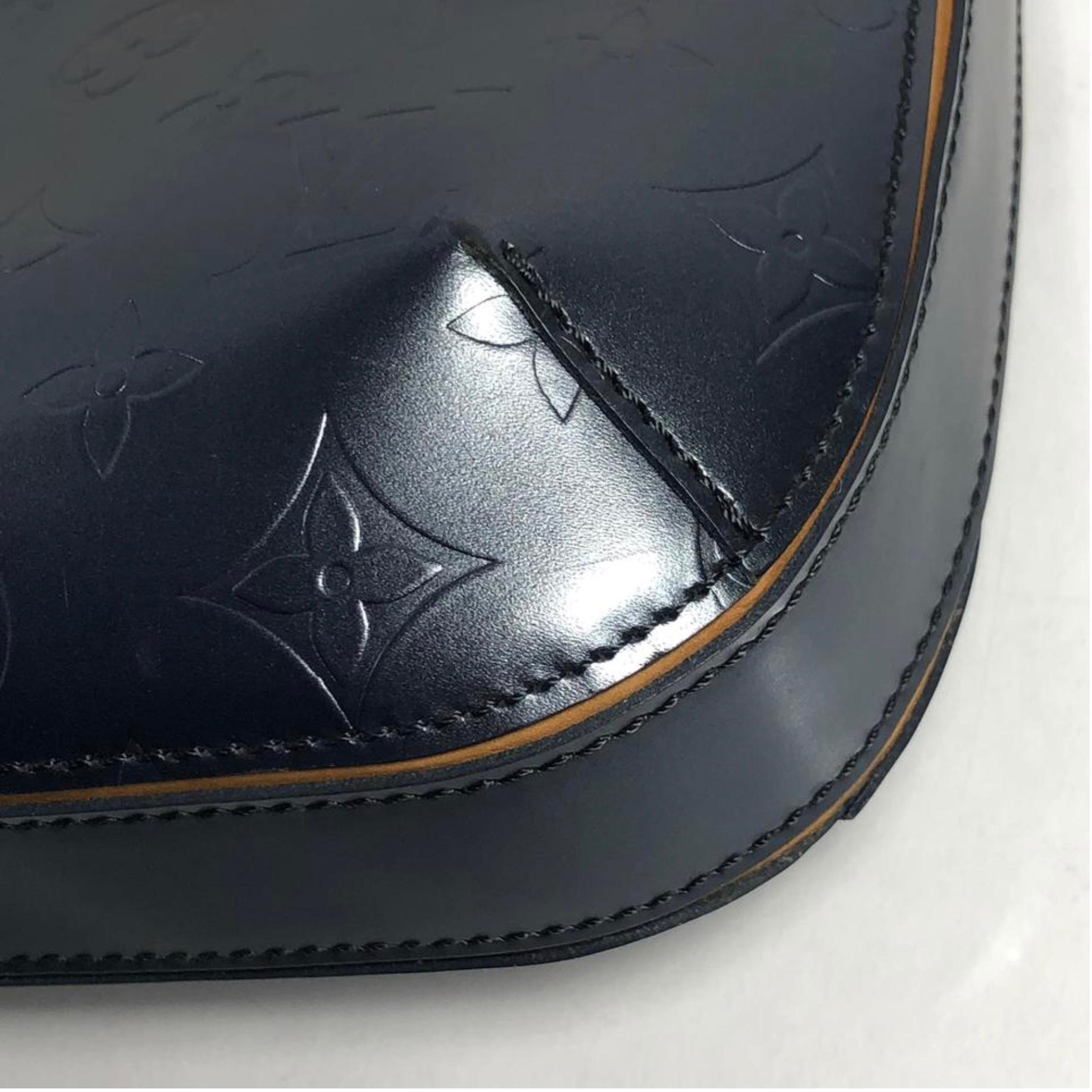 Louis Vuitton Matte Vernis Fowler in Blue Shoulder Handbag For Sale 3