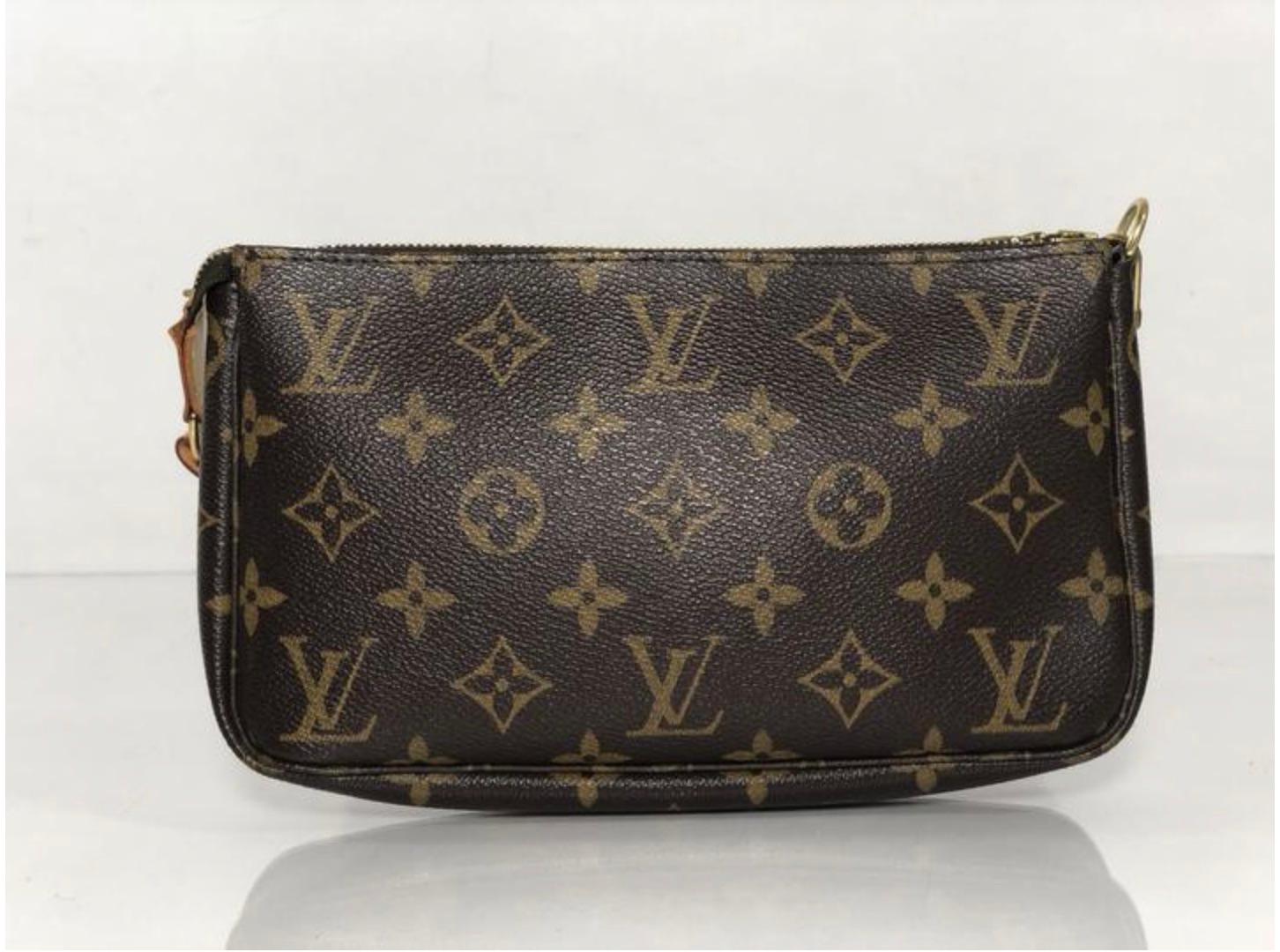 Black  Louis Vuitton Monogram Pochette Accessories Wristlet Handbag