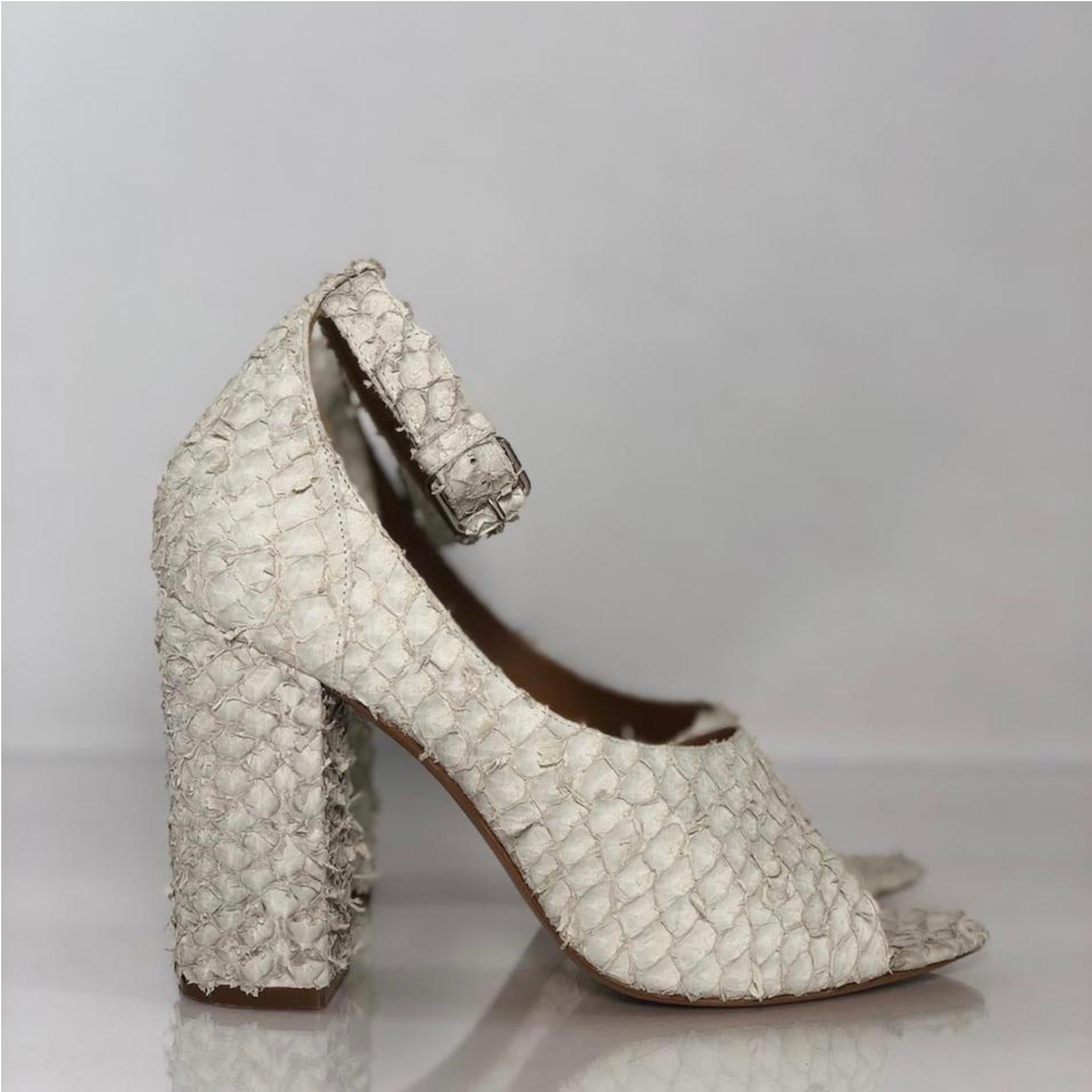 Women's or Men's 3.1 Phillip Lim Leather Textured Peep Toe Heel with Chunky Block Heel For Sale