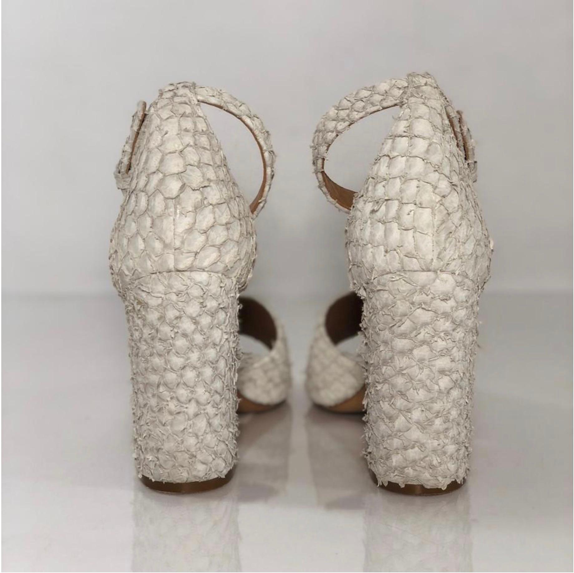 3.1 Phillip Lim Leather Textured Peep Toe Heel with Chunky Block Heel For Sale 1