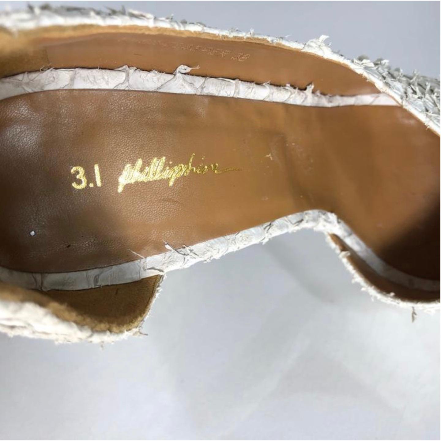 3.1 Phillip Lim Leather Textured Peep Toe Heel with Chunky Block Heel For Sale 5