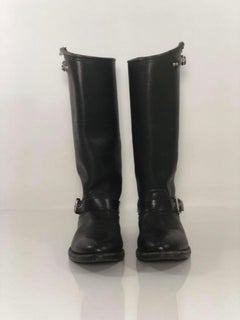 Harley Davidson Black Leather Tall Biker Buckle Boots
