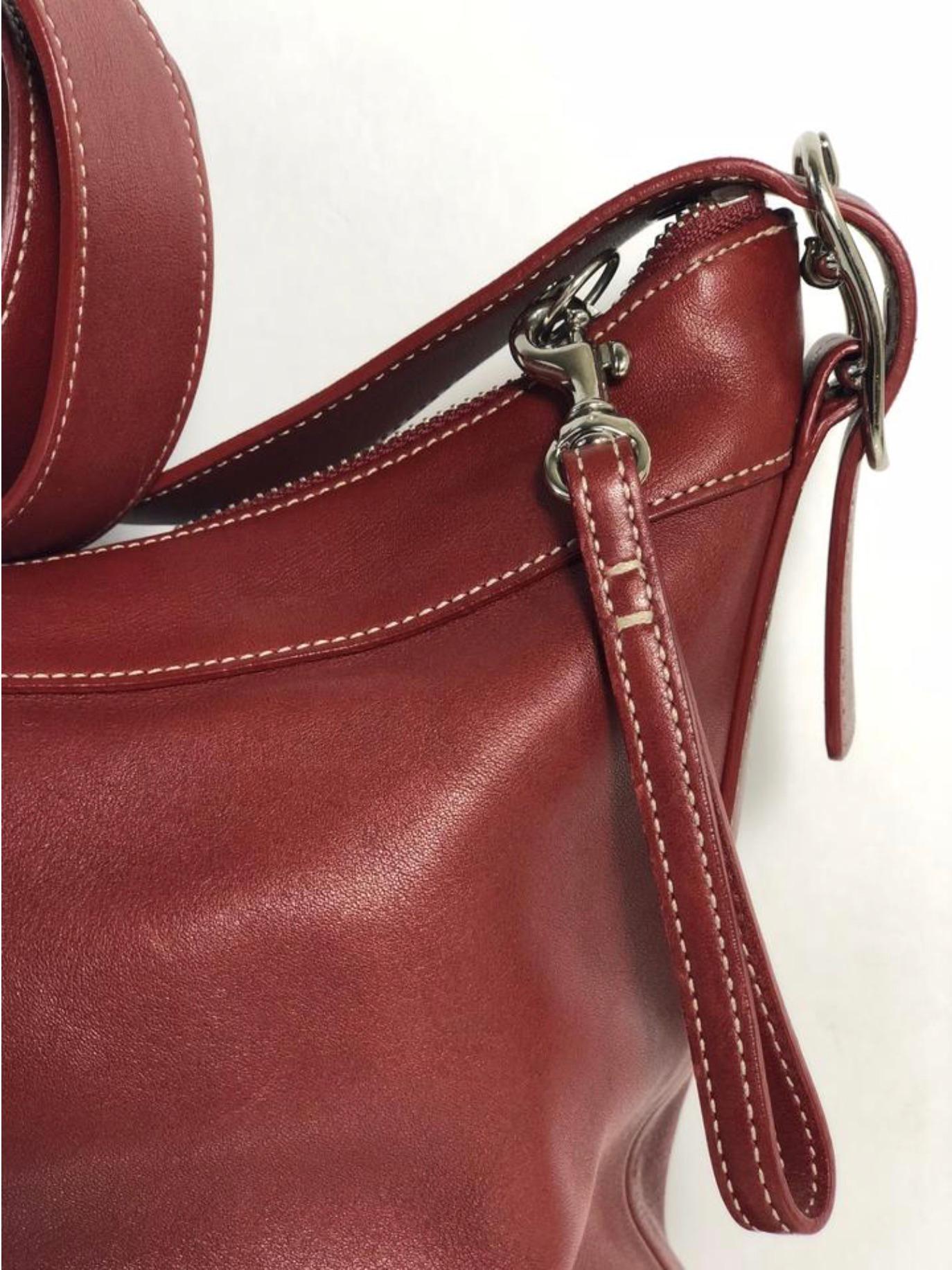 Brown Coach Vintage Large Slim Legacy Crossbody Shoulder Handbag in Deep Red For Sale