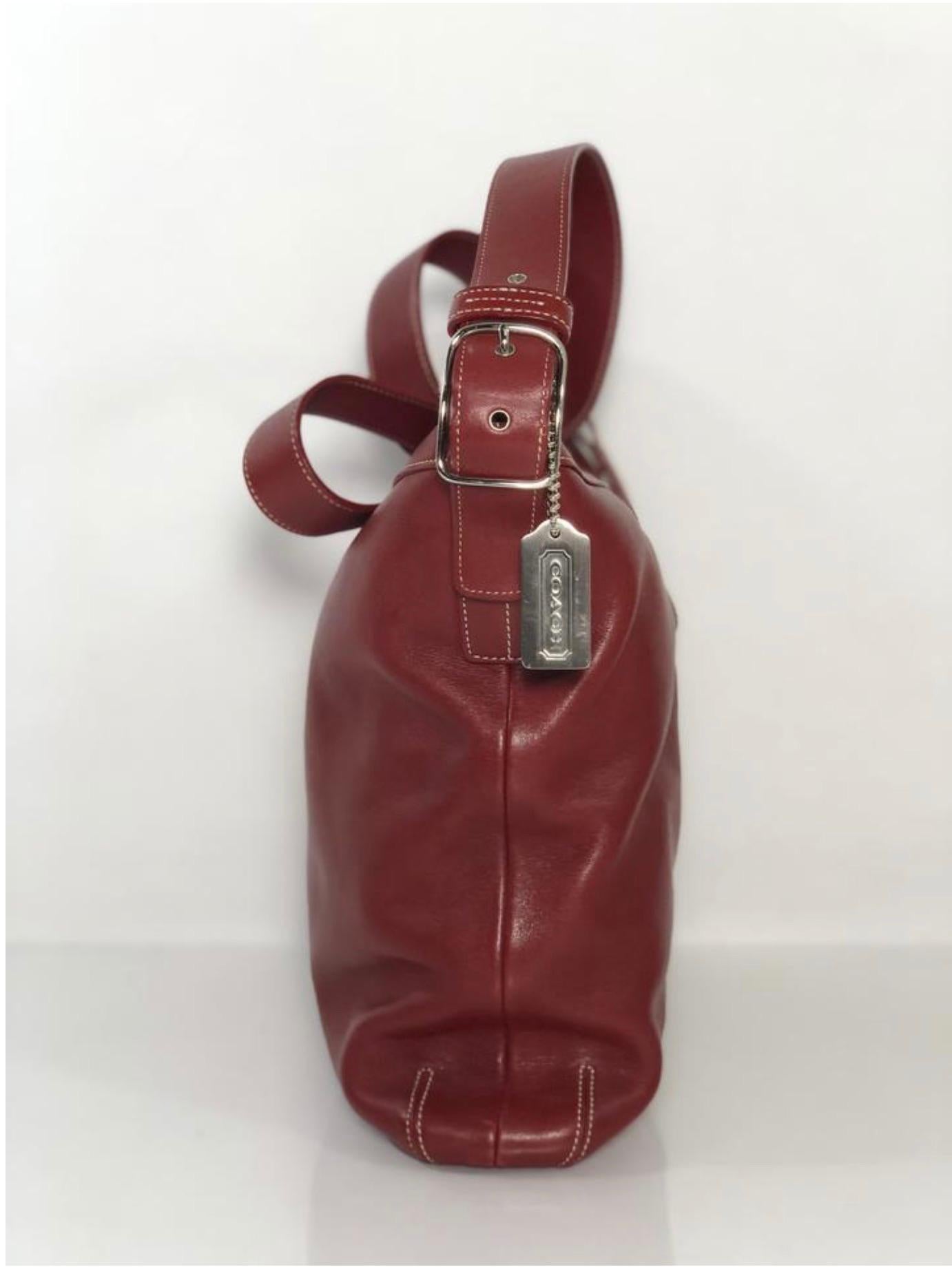 Coach Vintage Large Slim Legacy Crossbody Shoulder Handbag in Deep Red In Good Condition For Sale In Saint Charles, IL