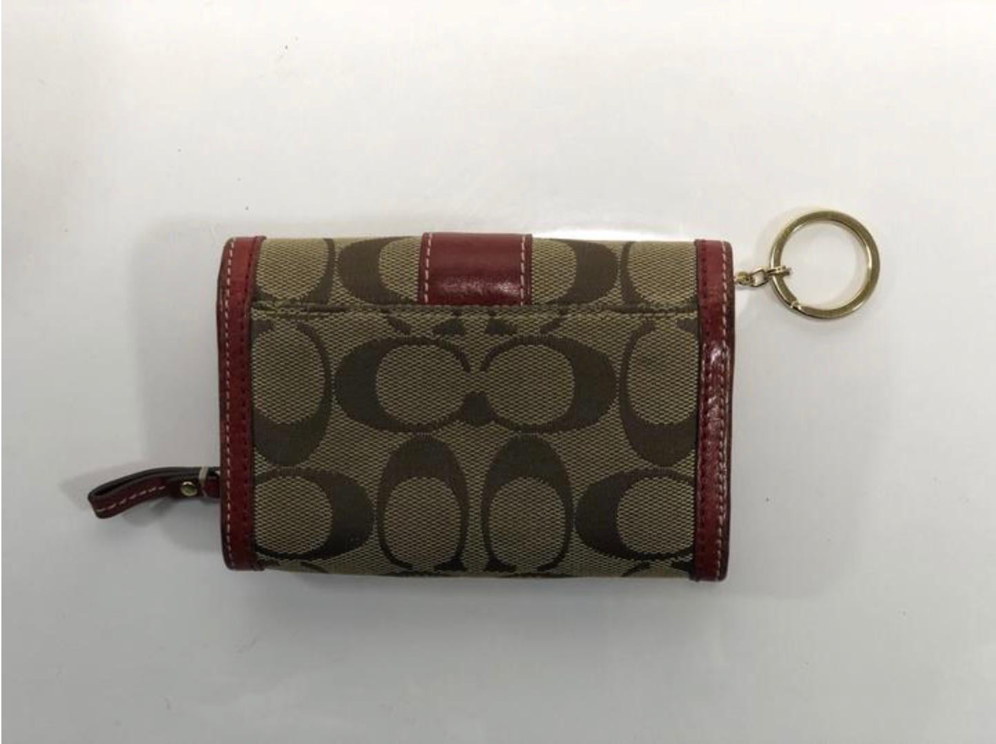Women's or Men's Coach Signature Jacquard Canvas Hobo Handbag and Matching Wallet in Red For Sale