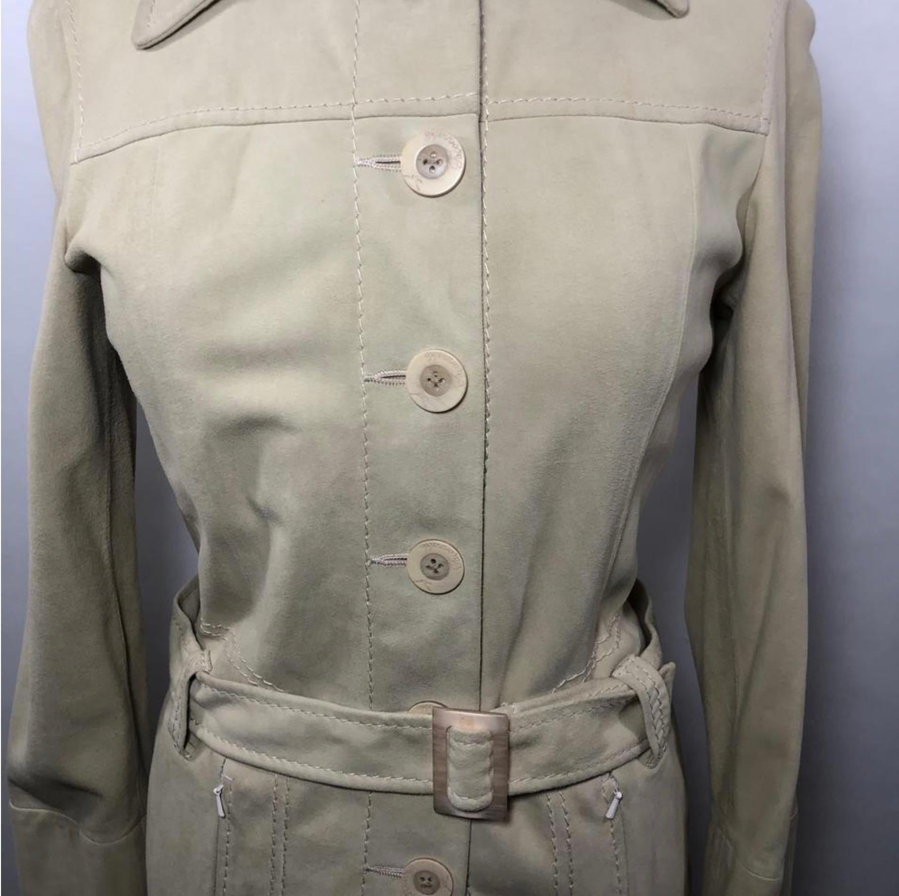 Faconnable Goatskin Fall or Spring Jacket with Belt In Excellent Condition For Sale In Saint Charles, IL