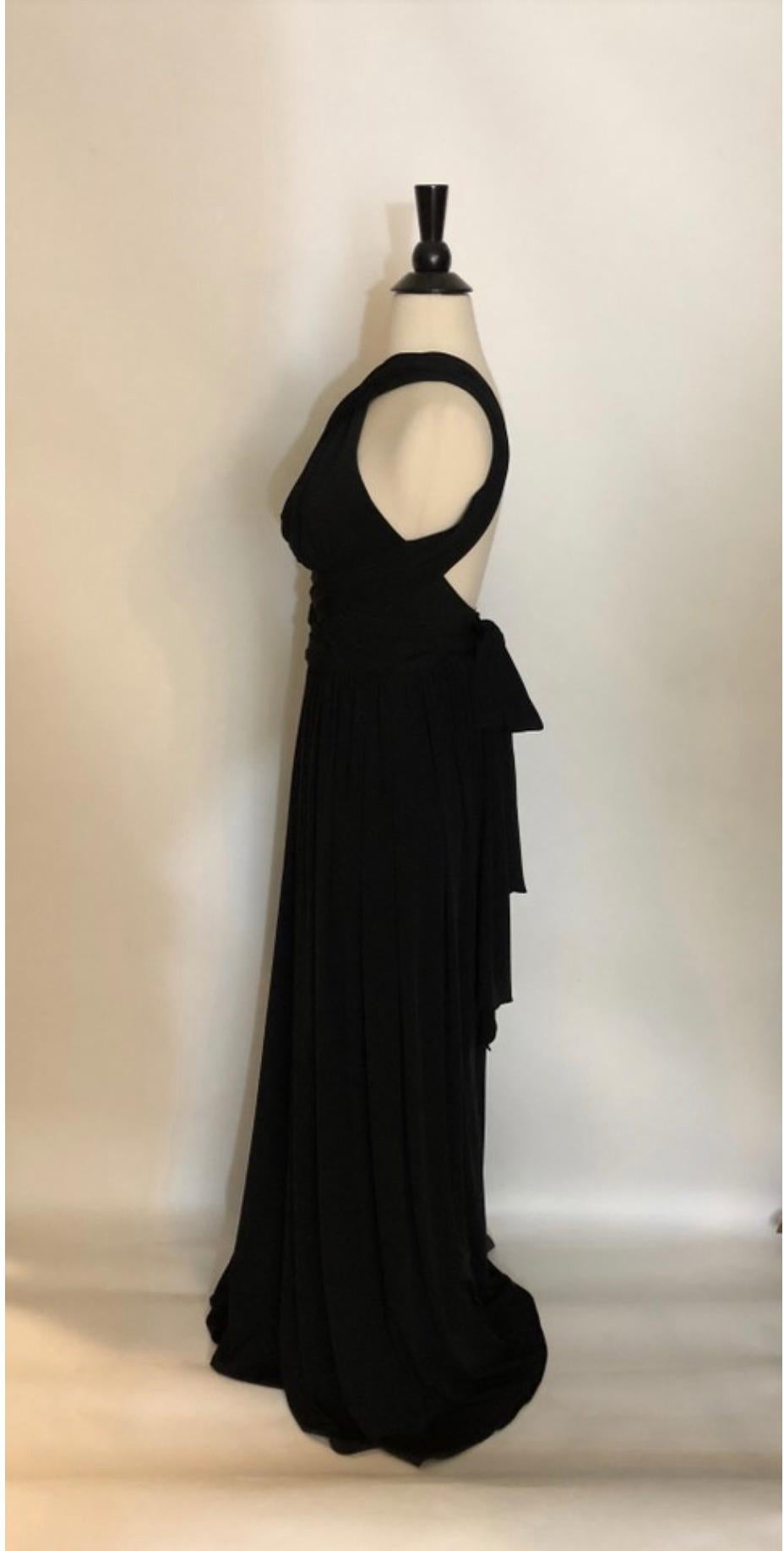  Halston Heritage Cutout Knotted Stretch-Jersey Gown in Black Size 2 For Sale 1