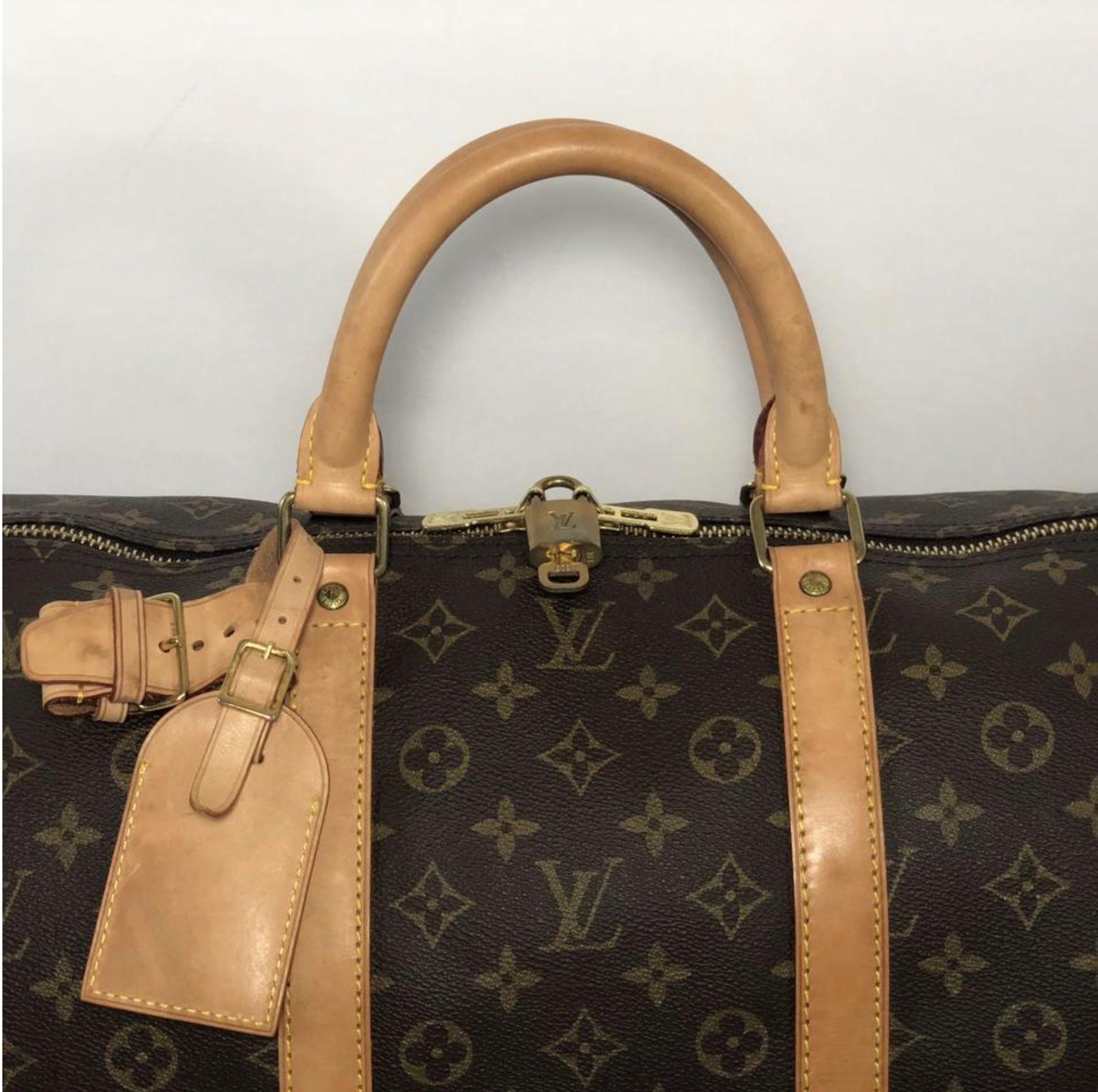 Black  Louis Vuitton Monogram Keepall 55 Travel Top Handle Bag For Sale