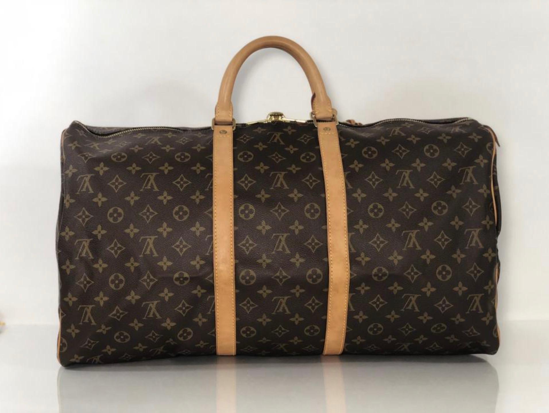  Louis Vuitton Monogram Keepall 55 Travel Top Handle Bag For Sale 1
