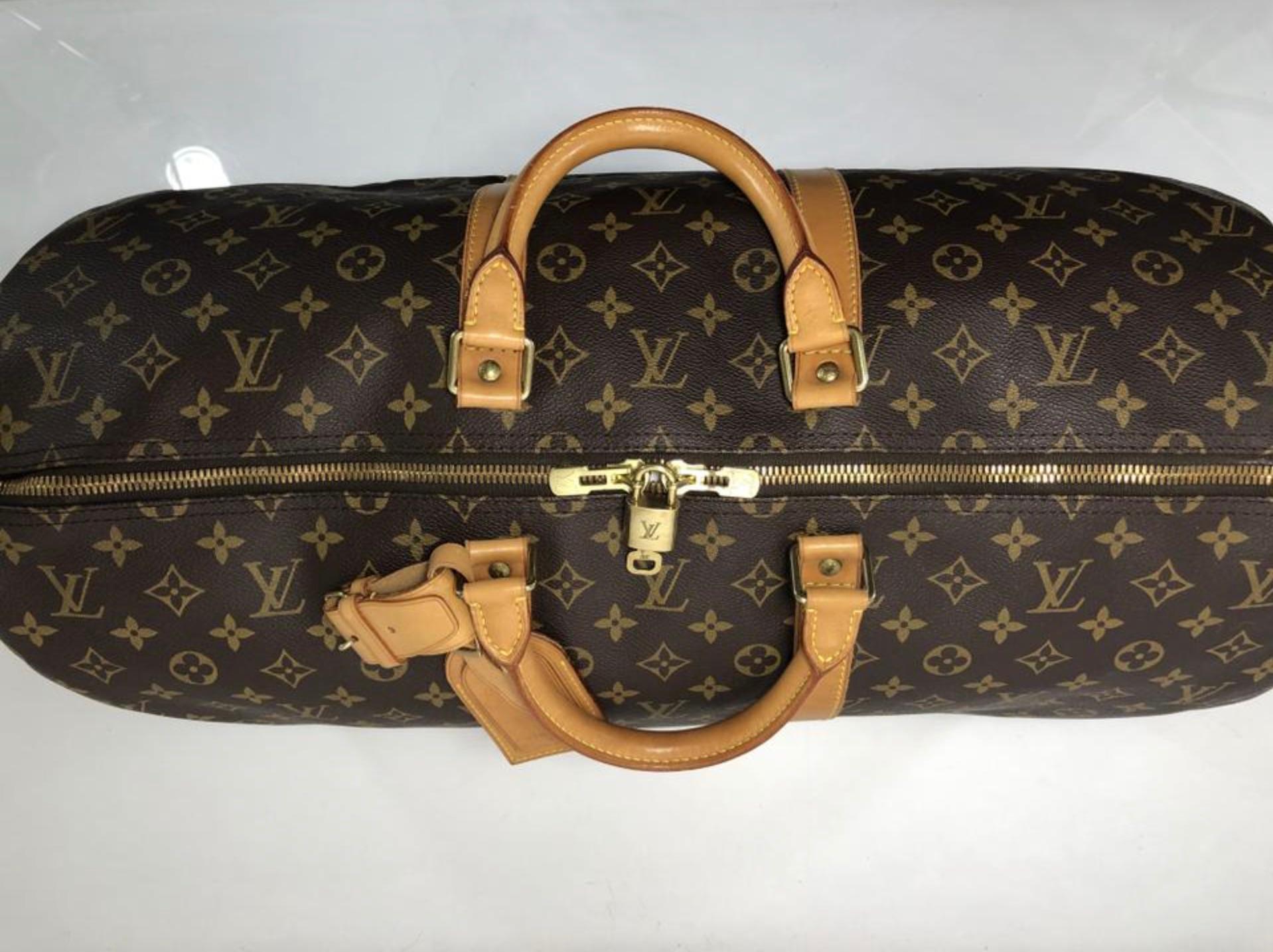  Louis Vuitton Monogram Keepall 55 Top Handle Travel Bag For Sale 2
