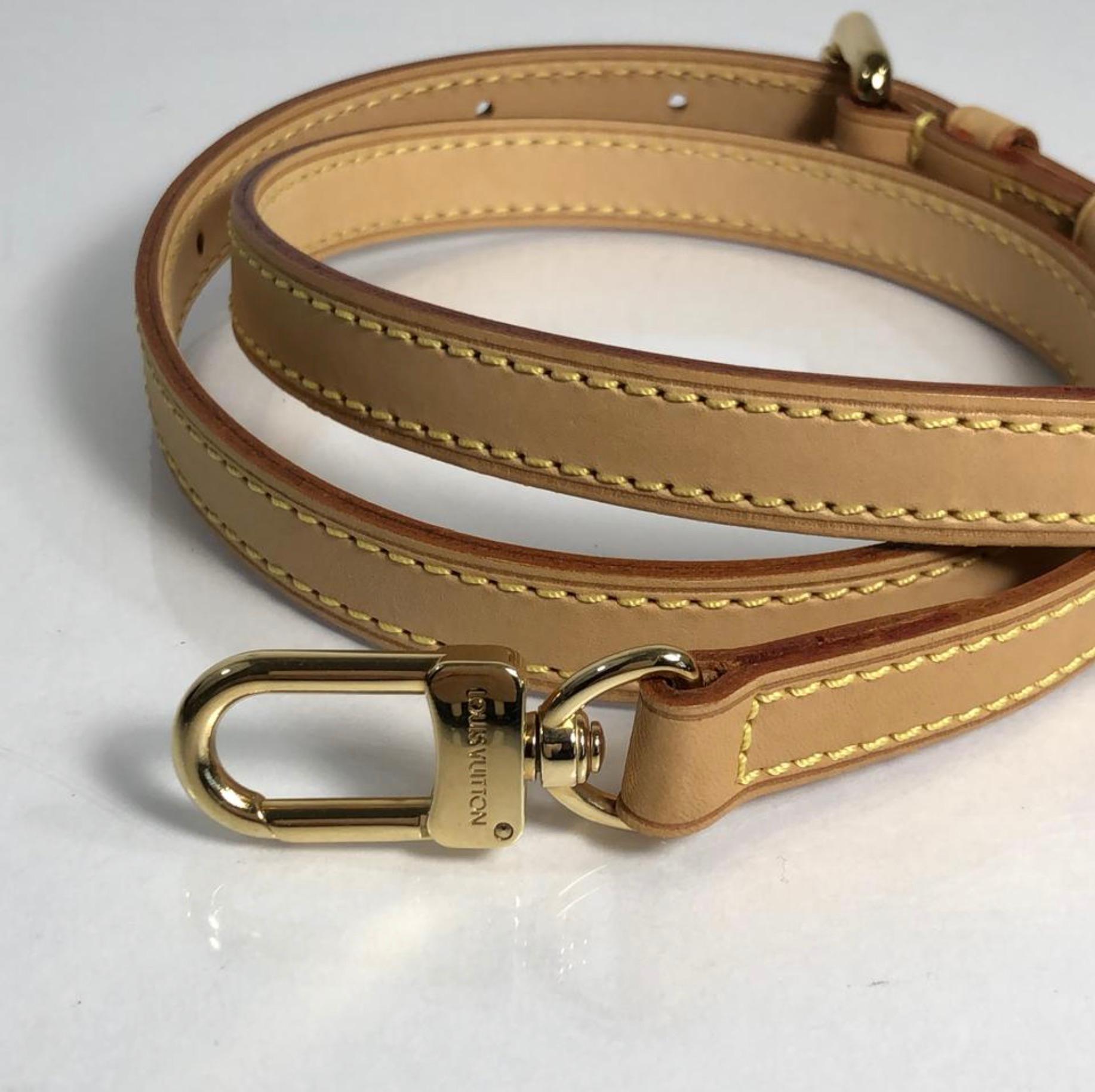 MODEL - Louis Vuitton Strap Vachette - Shoulder (Narrow and Adjustable)

CONDITION - Exceptional. Light vachette with no watermarks, no dryness and no cracking. Bright and shiny hardware with no tarnishing or chipping. No rips, holes, tears, stains