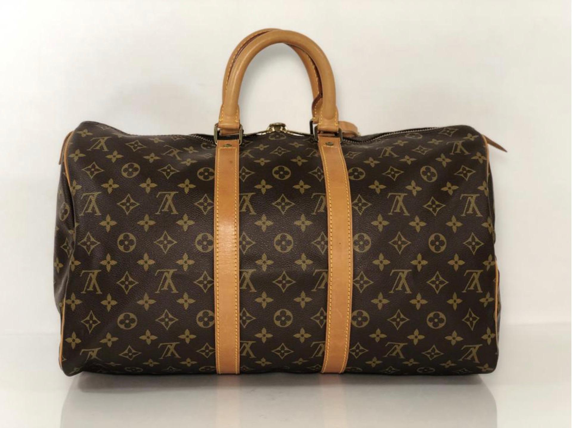 Women's or Men's  Louis Vuitton Monogram Keepall 45 Top Handle Travel Bag For Sale