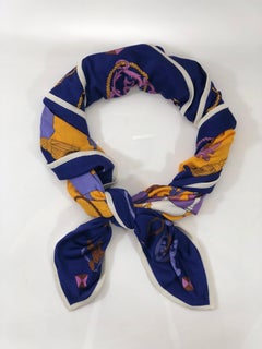 Hermes 100% Silk Jersey Knit Scarf Tours De Cles in Purple